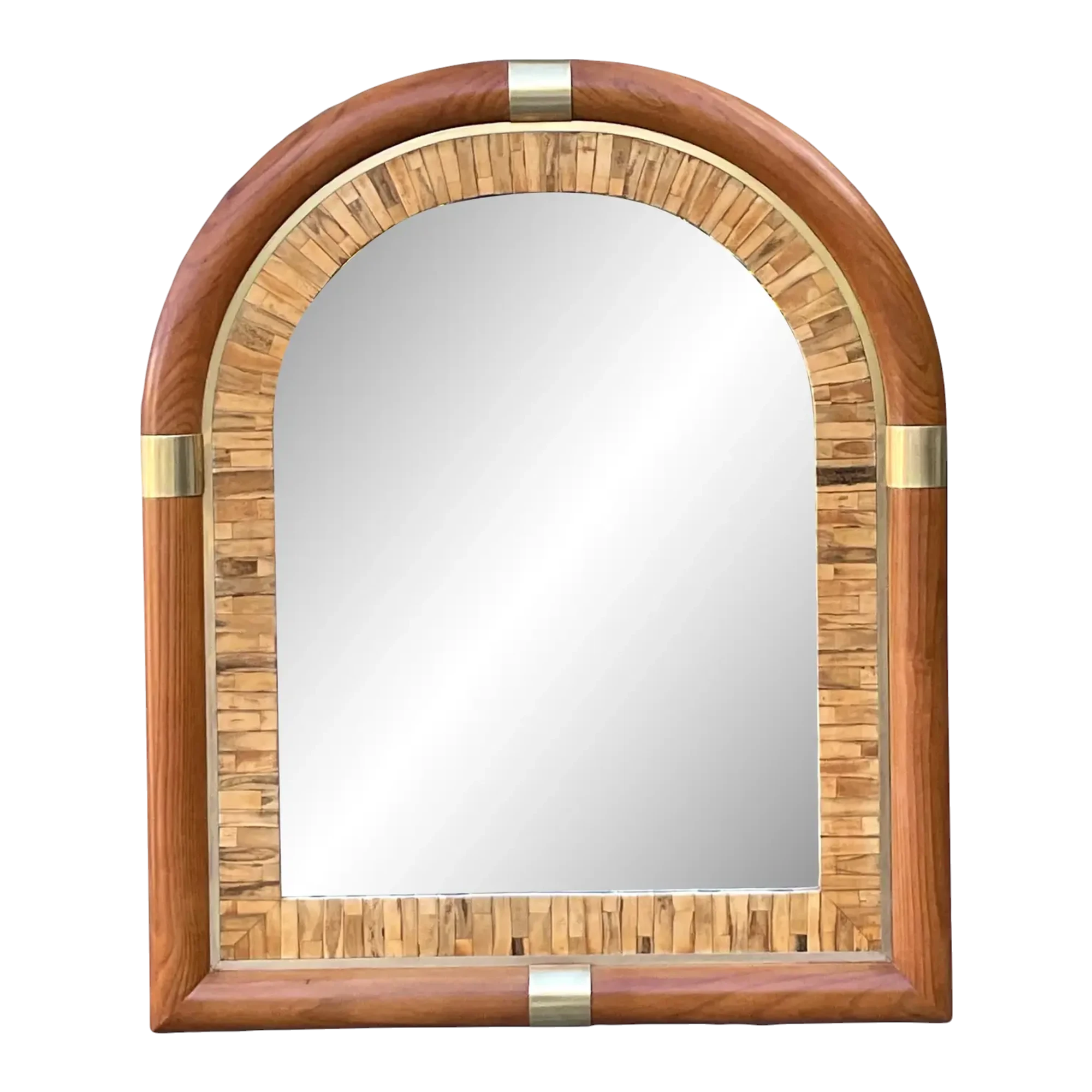 Vintage Brass Arched Mirror