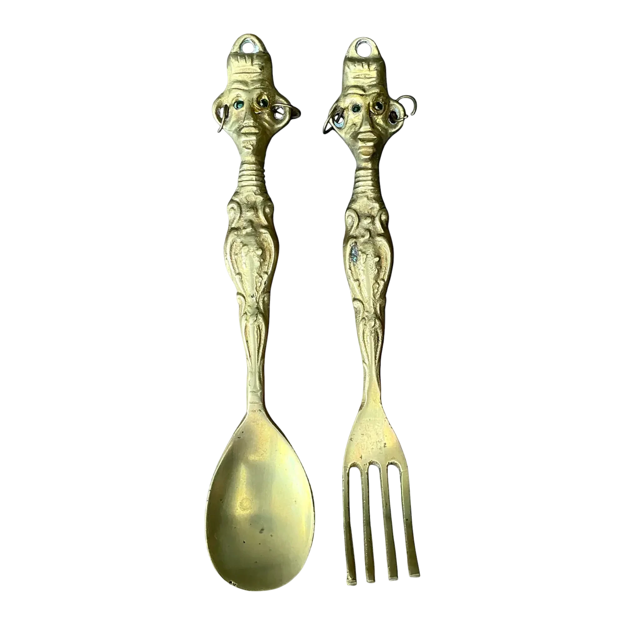 Vintage Brass Tribal Serving Set