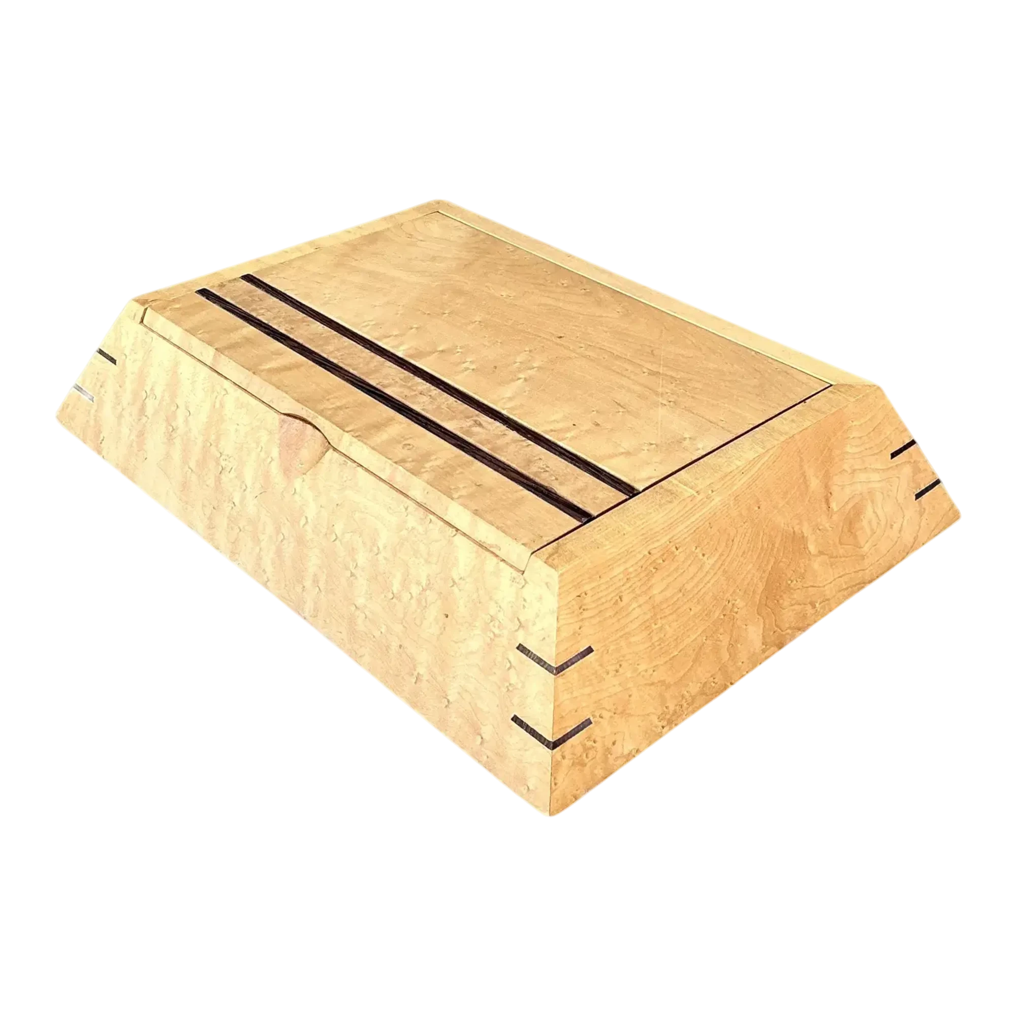 Vintage Burl Wood Angled Box