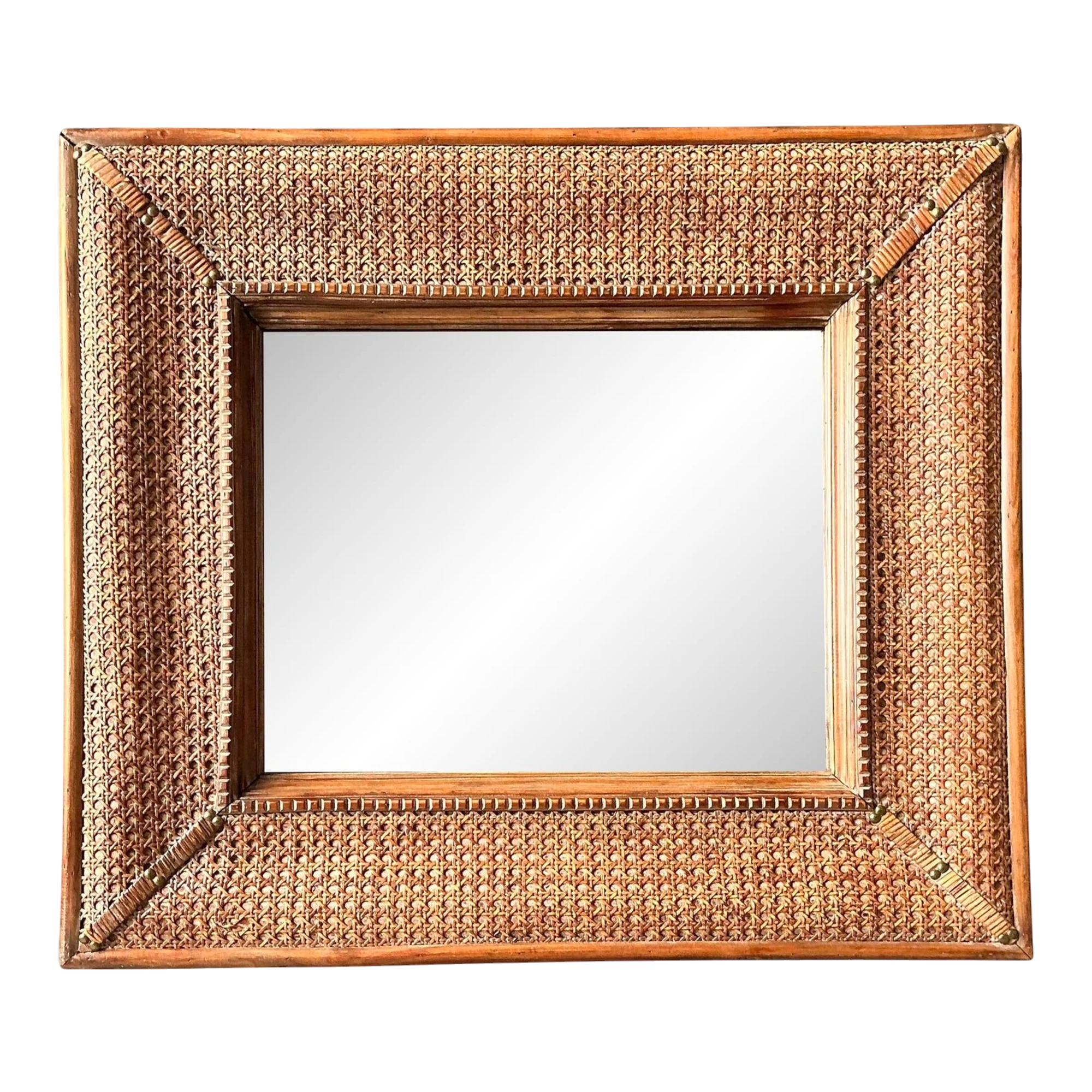Vintage Cane Wrapped Frame Mirror