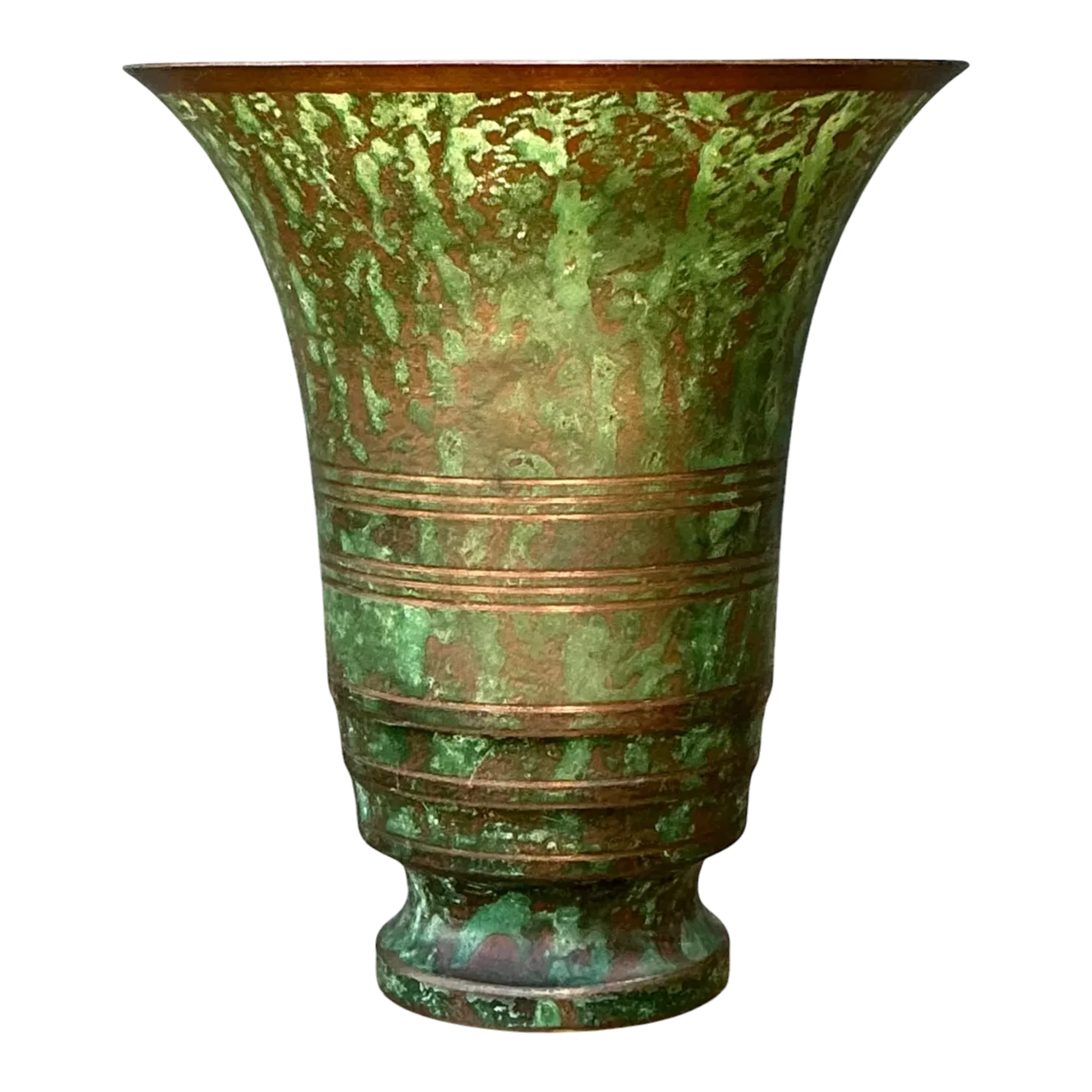 Vintage Carl Sorenson Art Deco Trumpet Bronze Vase
