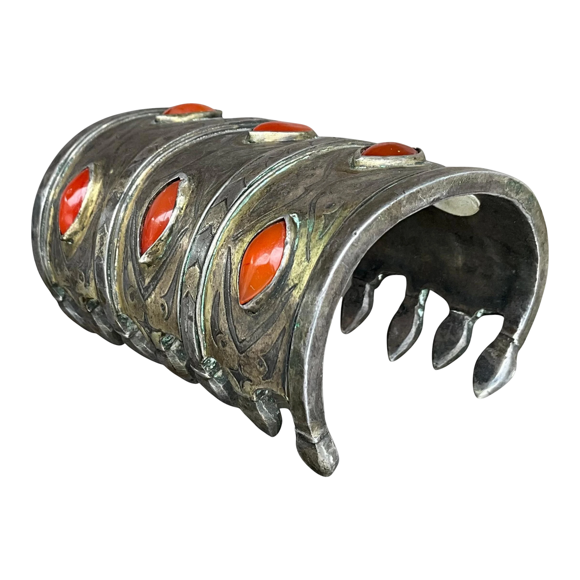 Vintage Carnelian Gilt Silver Turkoman Cuff — additional photo 1