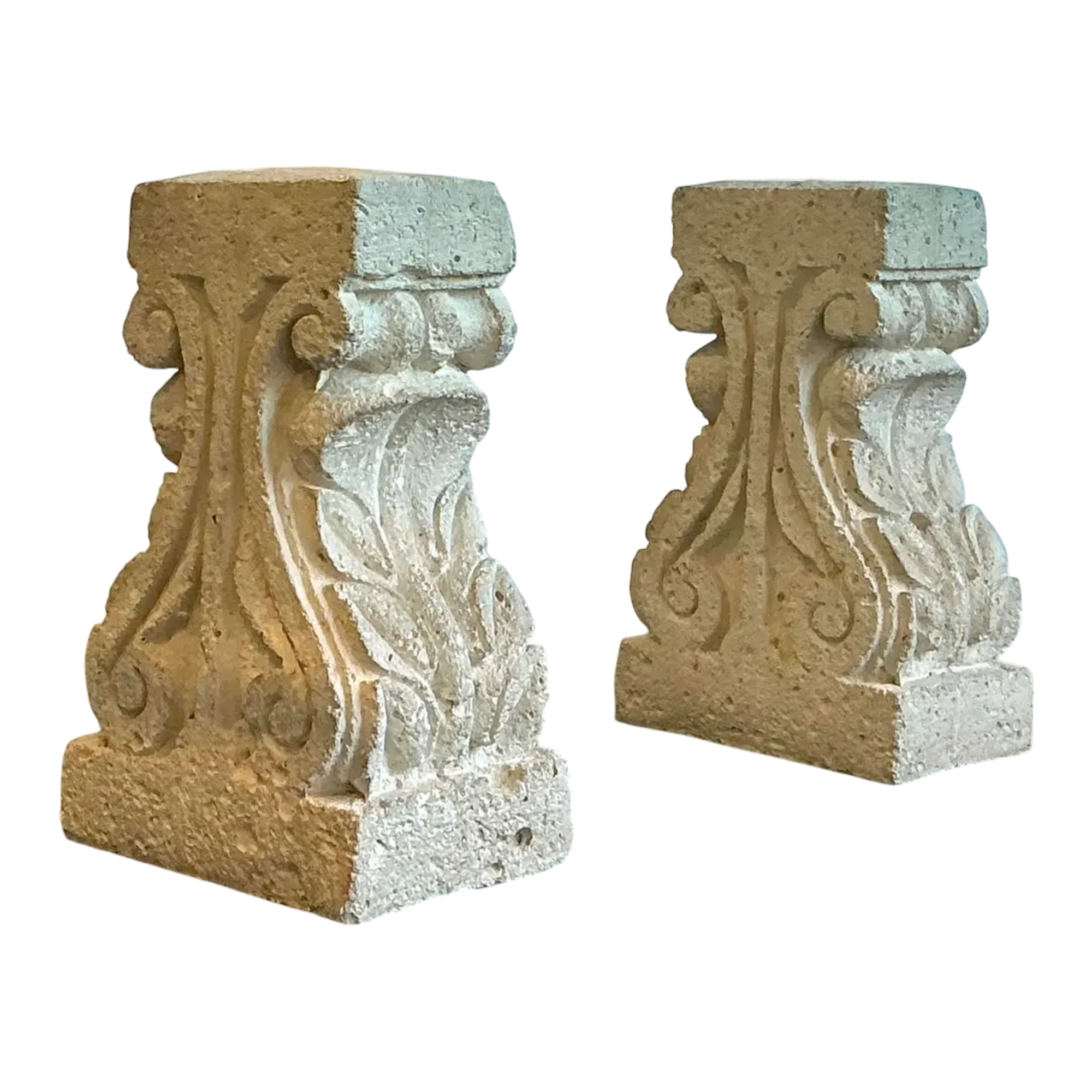 Vintage Carved Coquina Stone Pedestal Dining Table