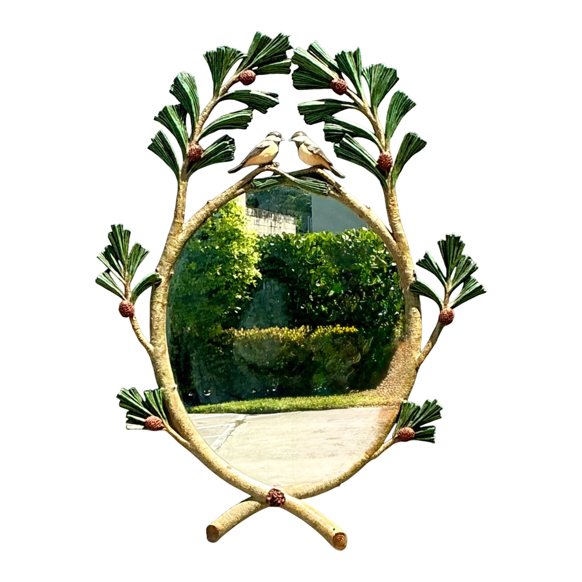 Vintage Carvers Guild “Chickadees In Pine Bough” Mirror — additional photo 1