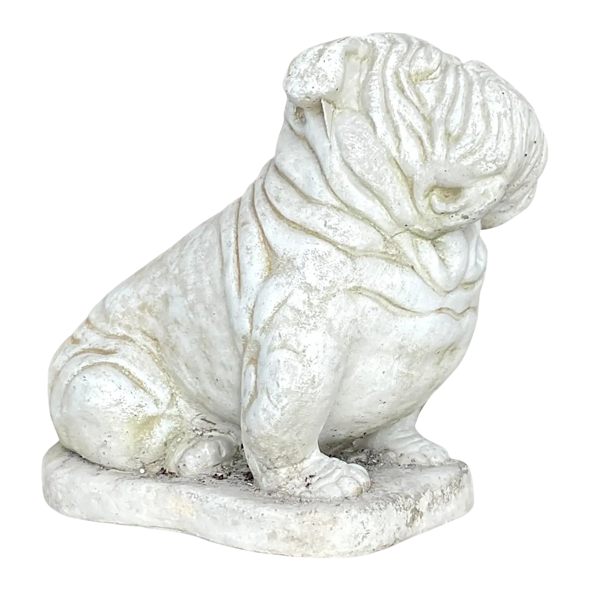 Vintage Cast Cement Bulldog Garden Statue