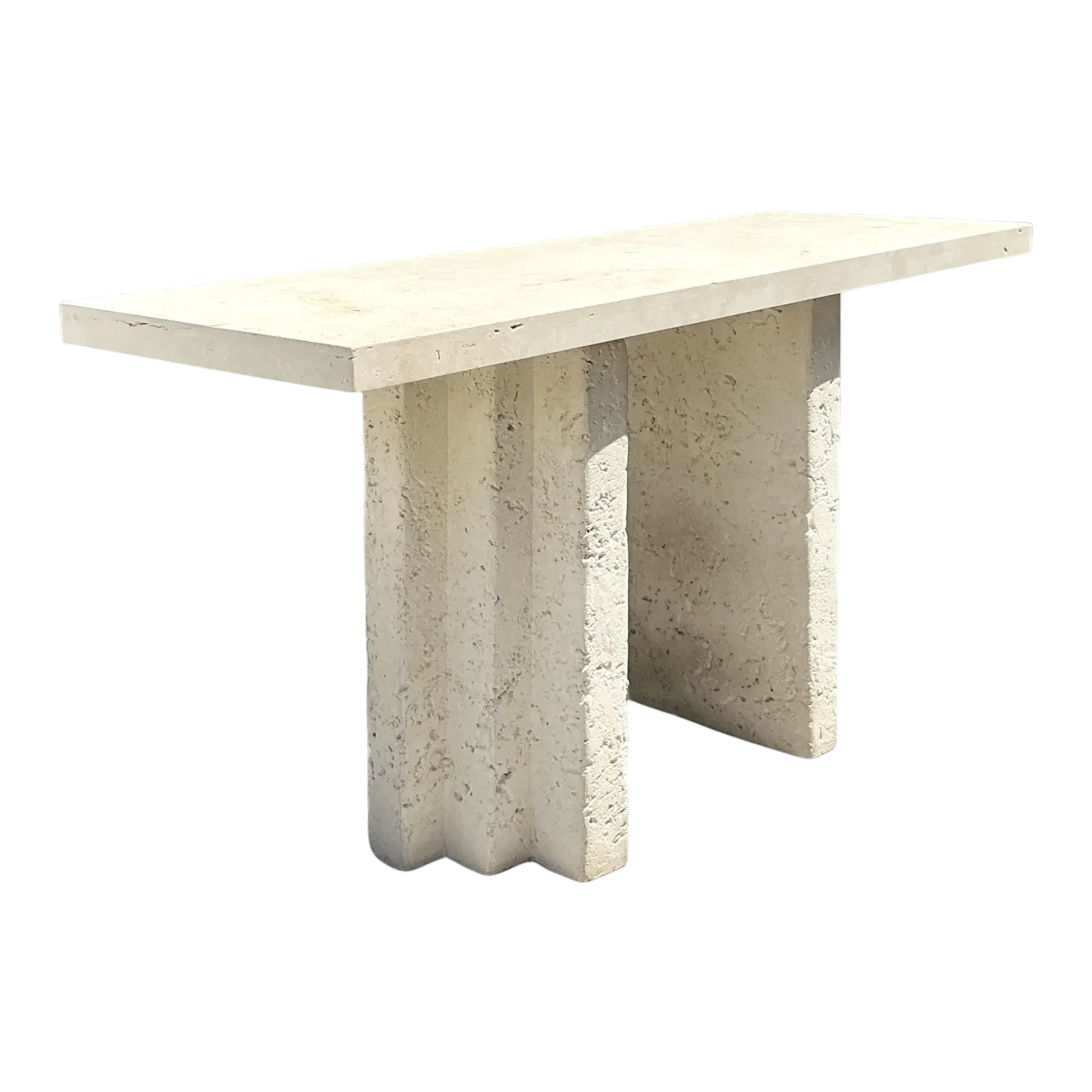 Vintage Cast Concrete and Travertine Console Table — additional photo 1