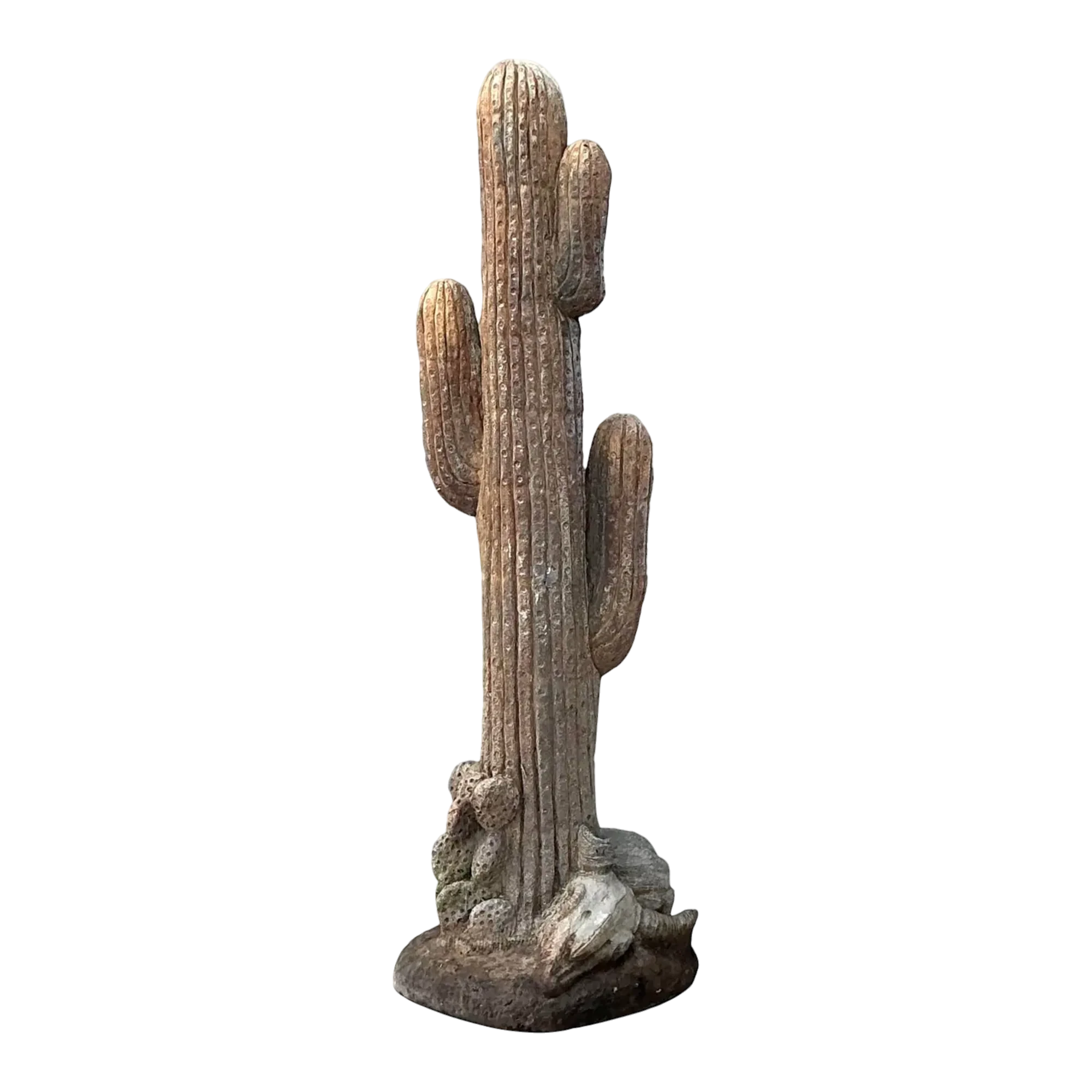 Vintage Cast Concrete Cactus Sculpture