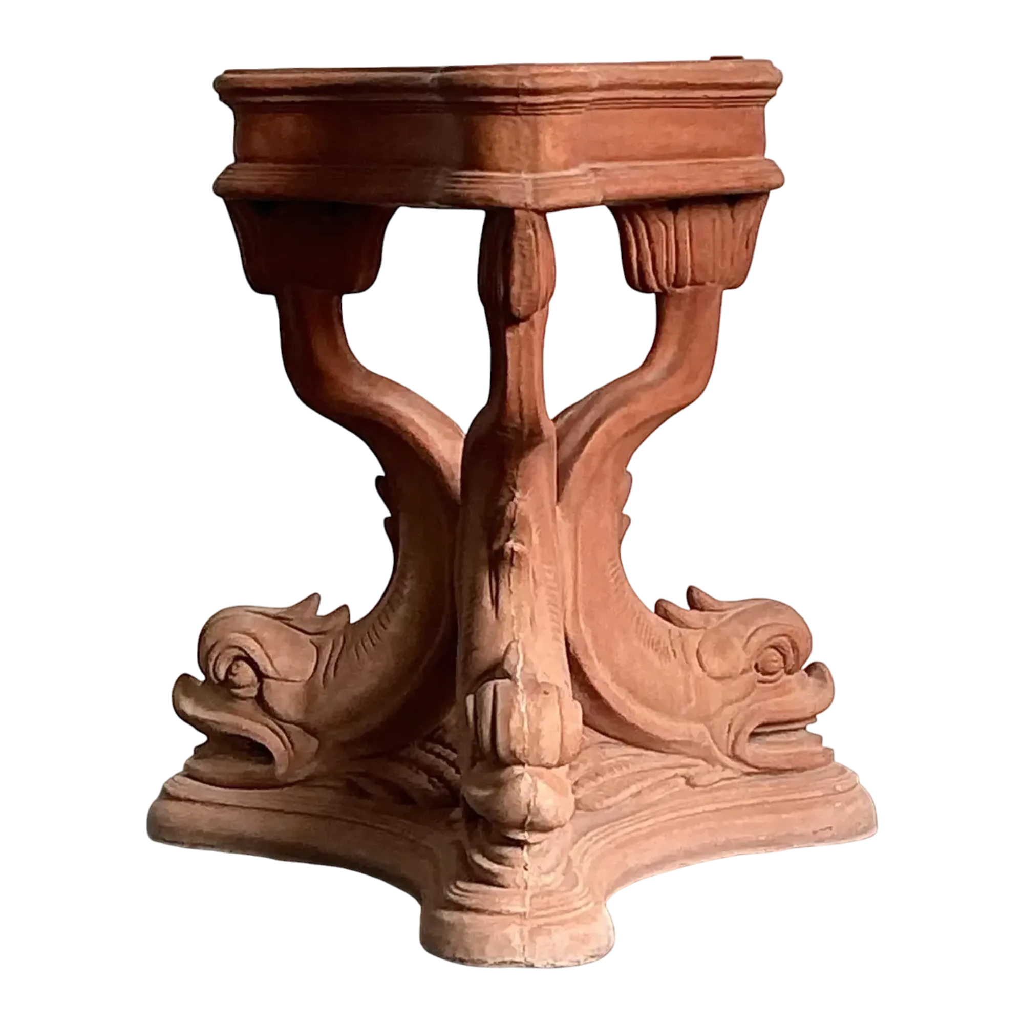 Vintage Cast Concrete Koi Table Pedestal - Detail view