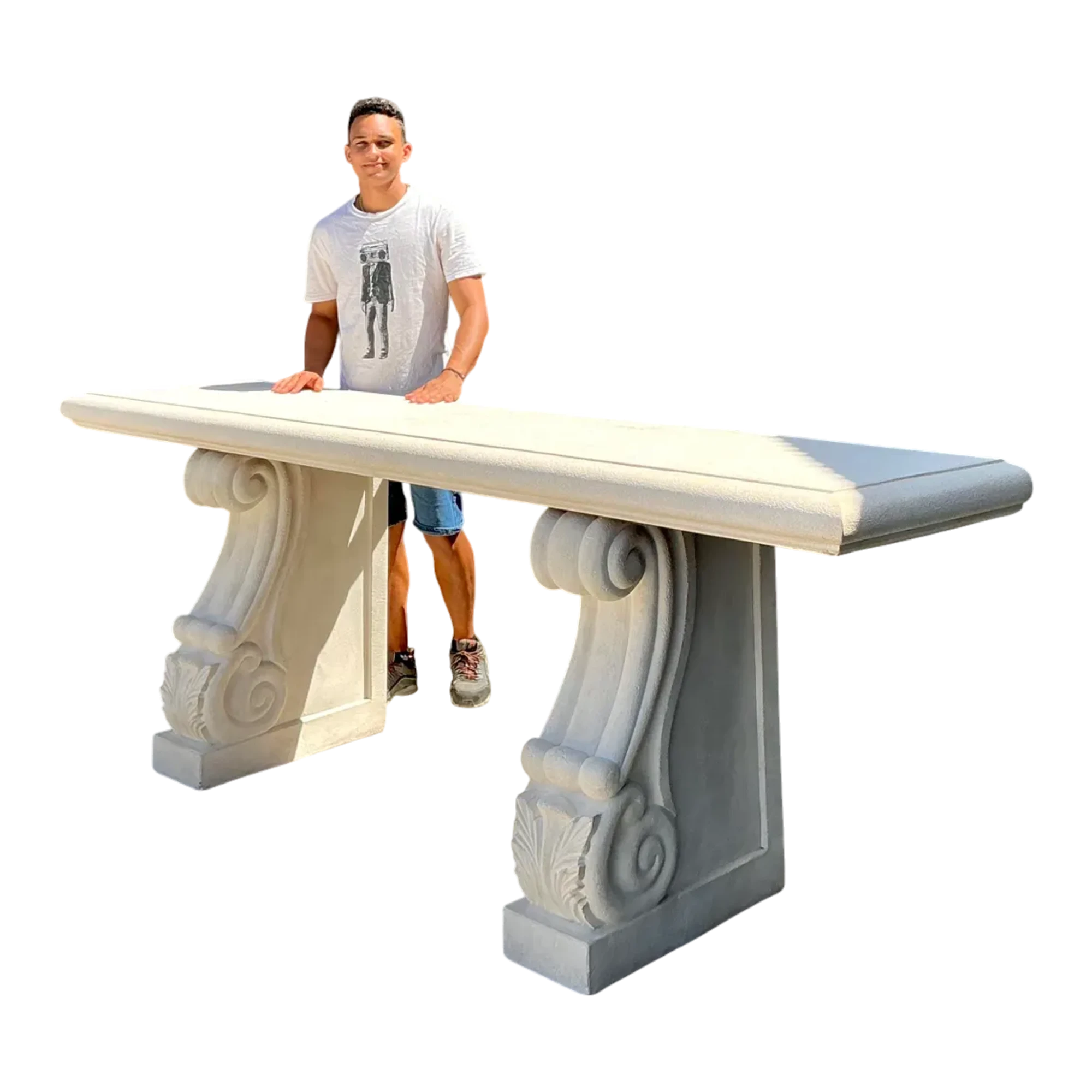 Vintage Cast Concrete Long Console