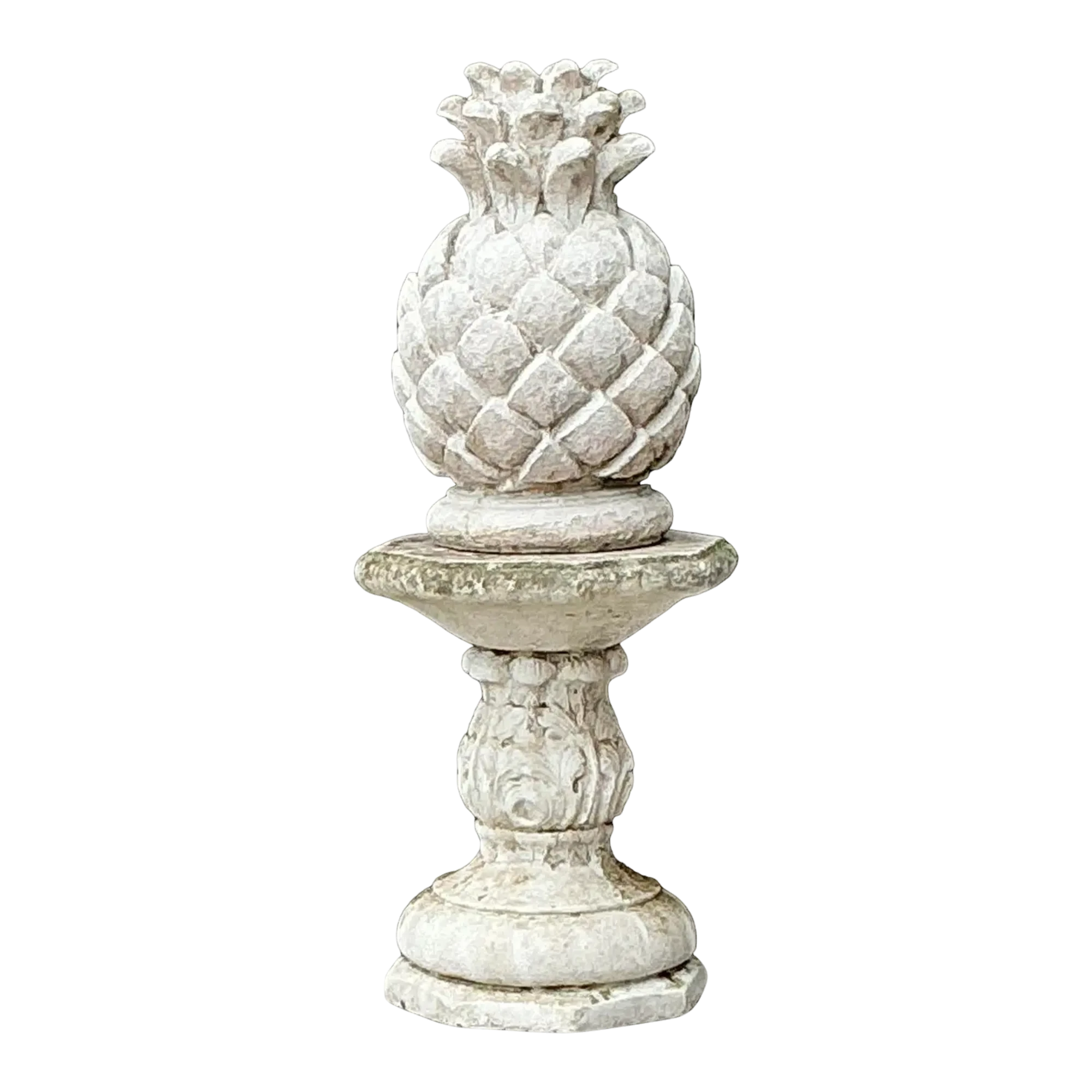 Vintage Cast Concrete Pineapple on Pedestal