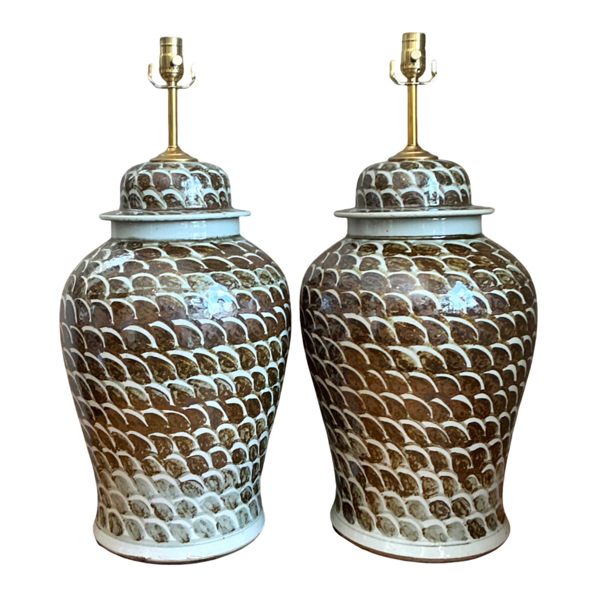 Vintage Ceramic Ginger Jar Table Lamps - Pair — additional photo 1