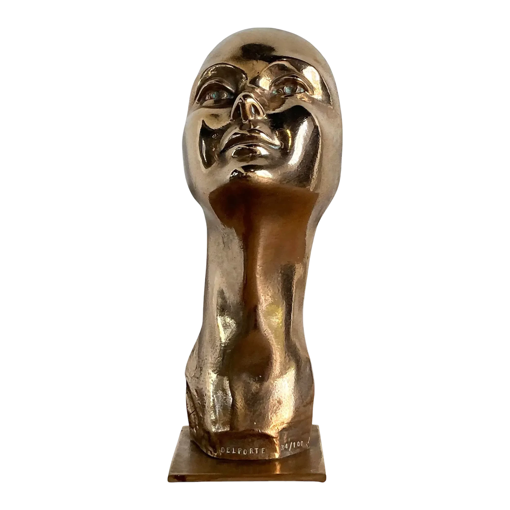 Vintage Charles Delporte Polished Bronze Bust Signed and Numbered