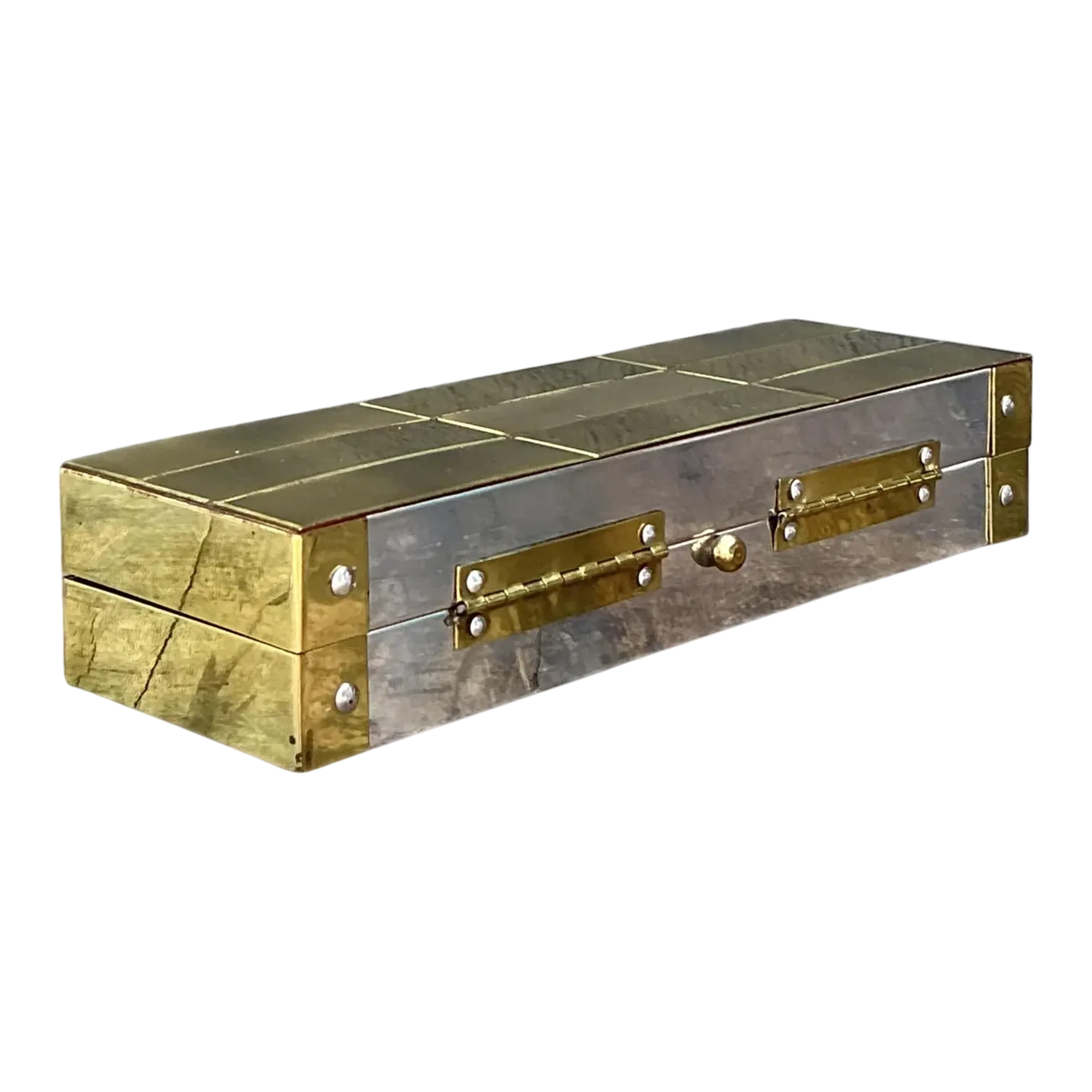 Vintage Checkerboard Brass Box