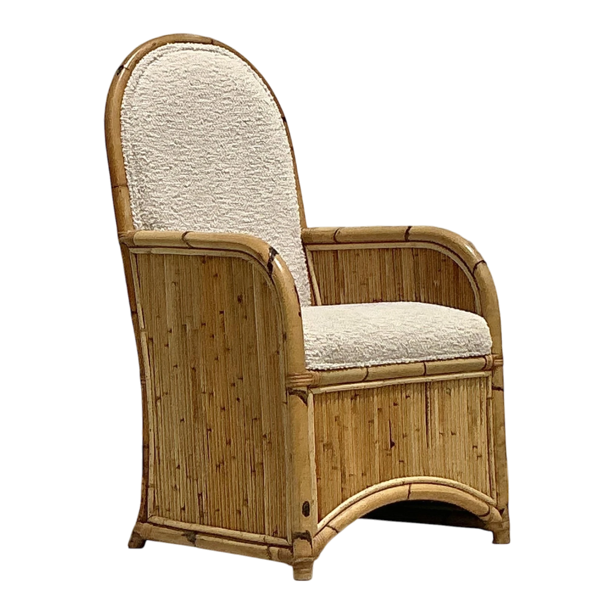 Vintage Coastal 1978 Henry Olko Arched Rattan Chair