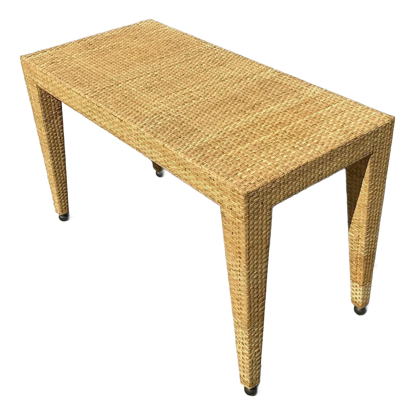 Vintage Coastal Baker Milling Road Woven Rattan Low Console