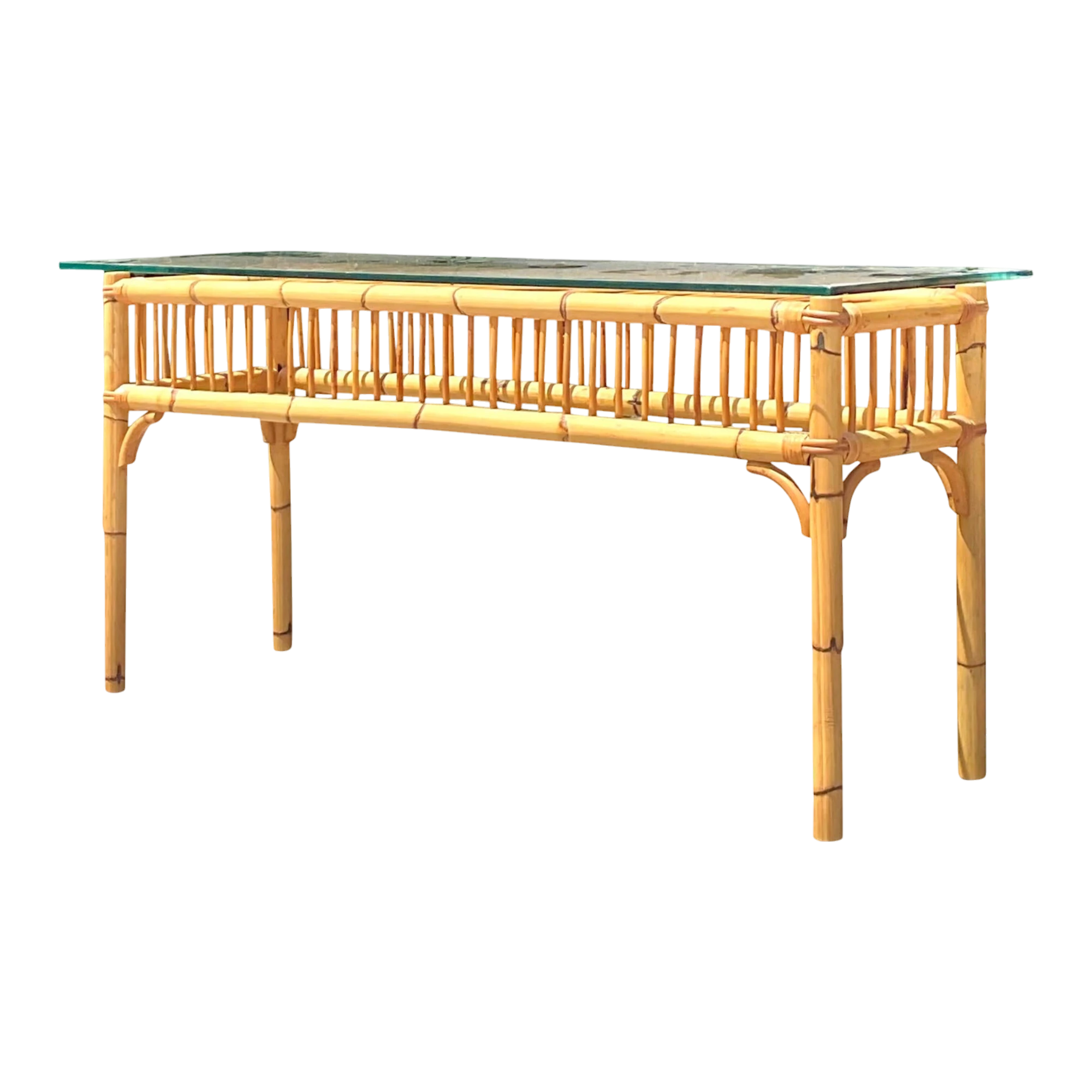 Vintage Coastal Bamboo Console Table