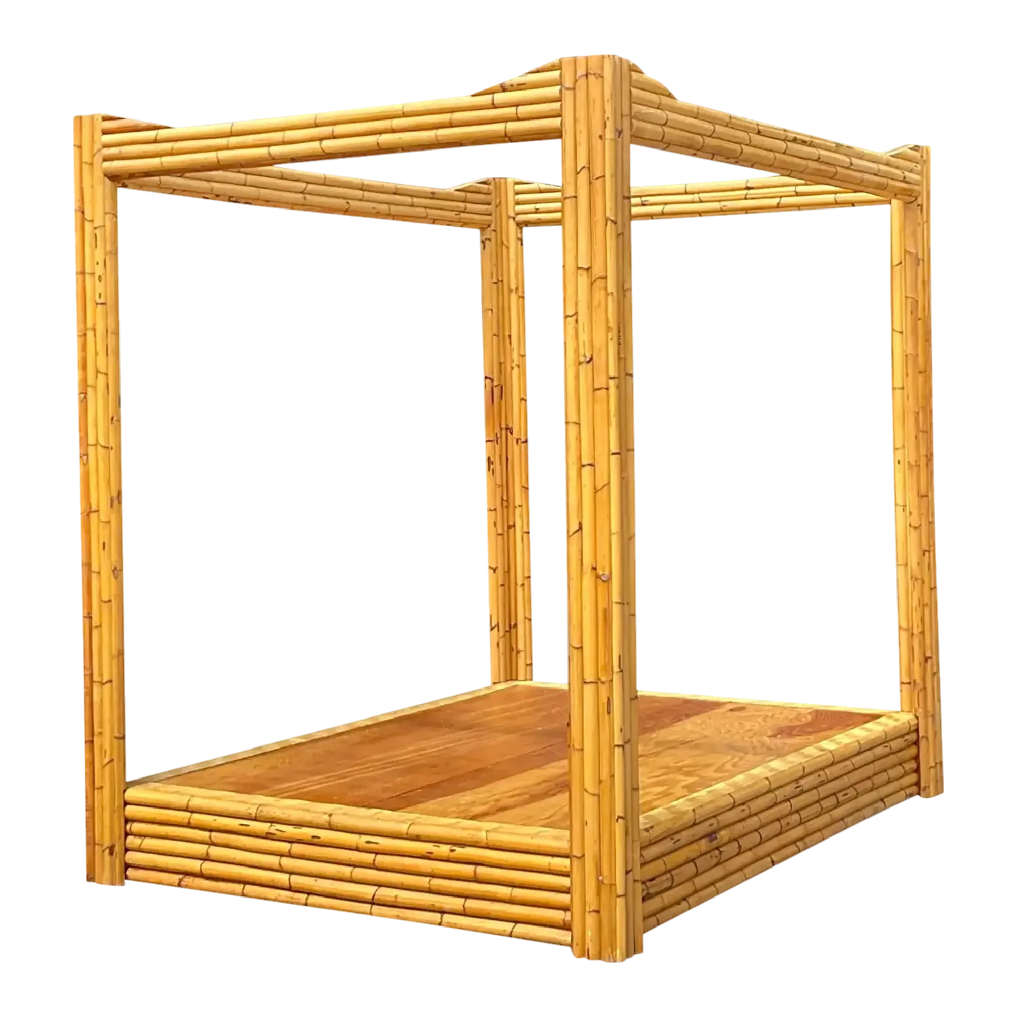 Vintage Coastal Bamboo Full Canopy Bed