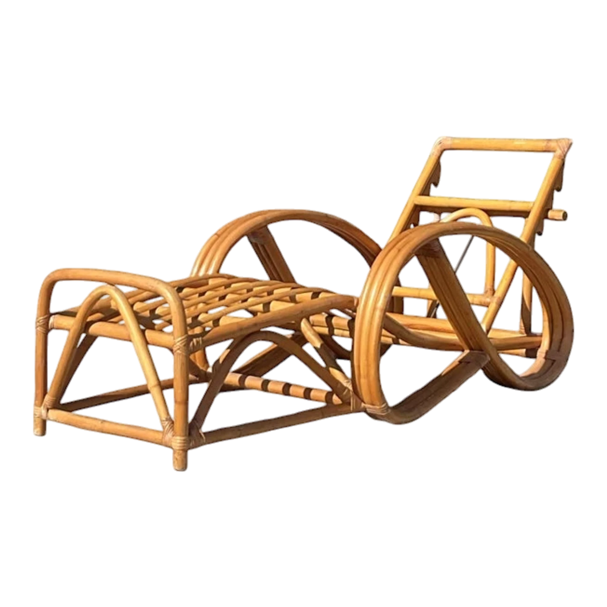 Vintage Coastal Bent Rattan Chaise Lounge