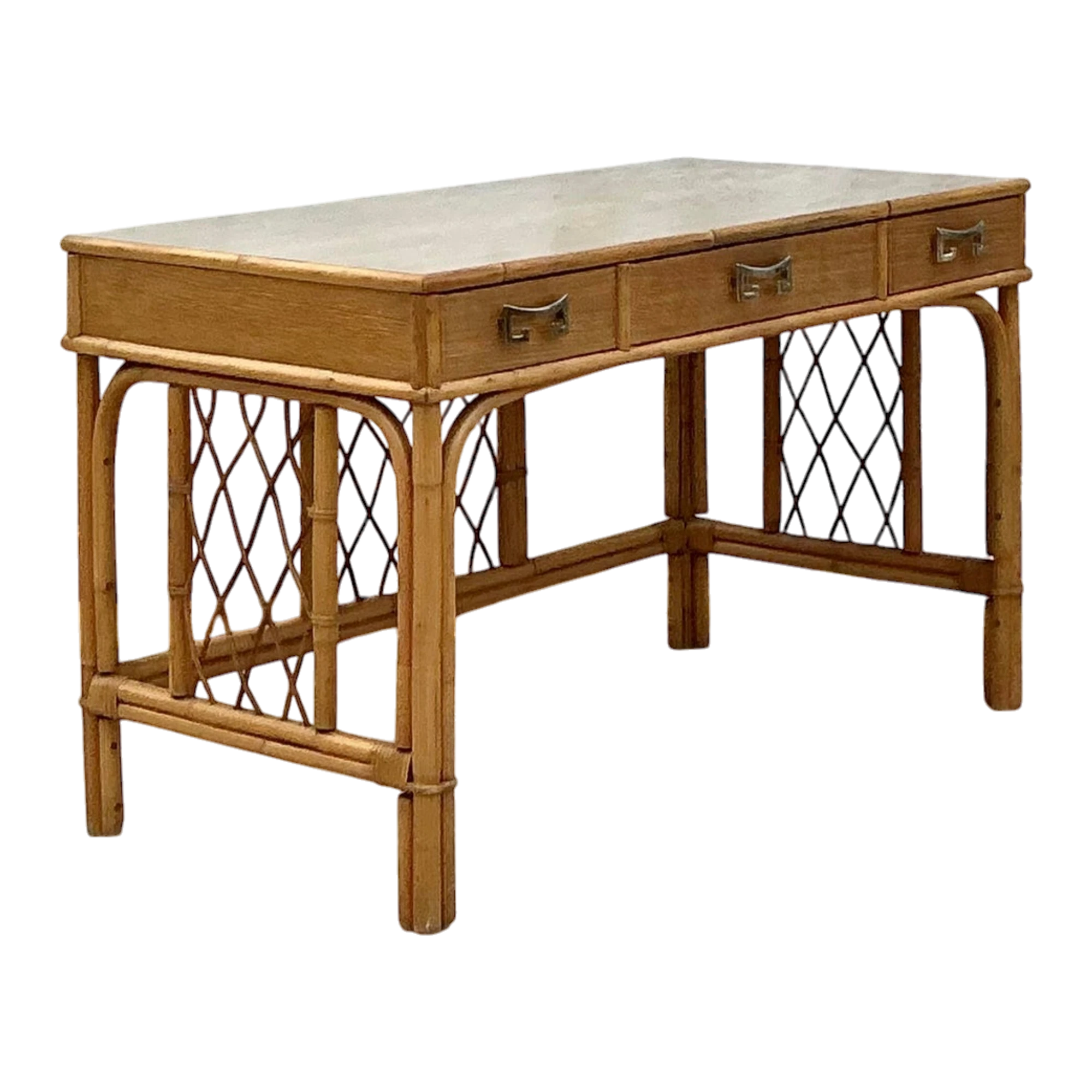 Vintage Coastal Bent Rattan Desk