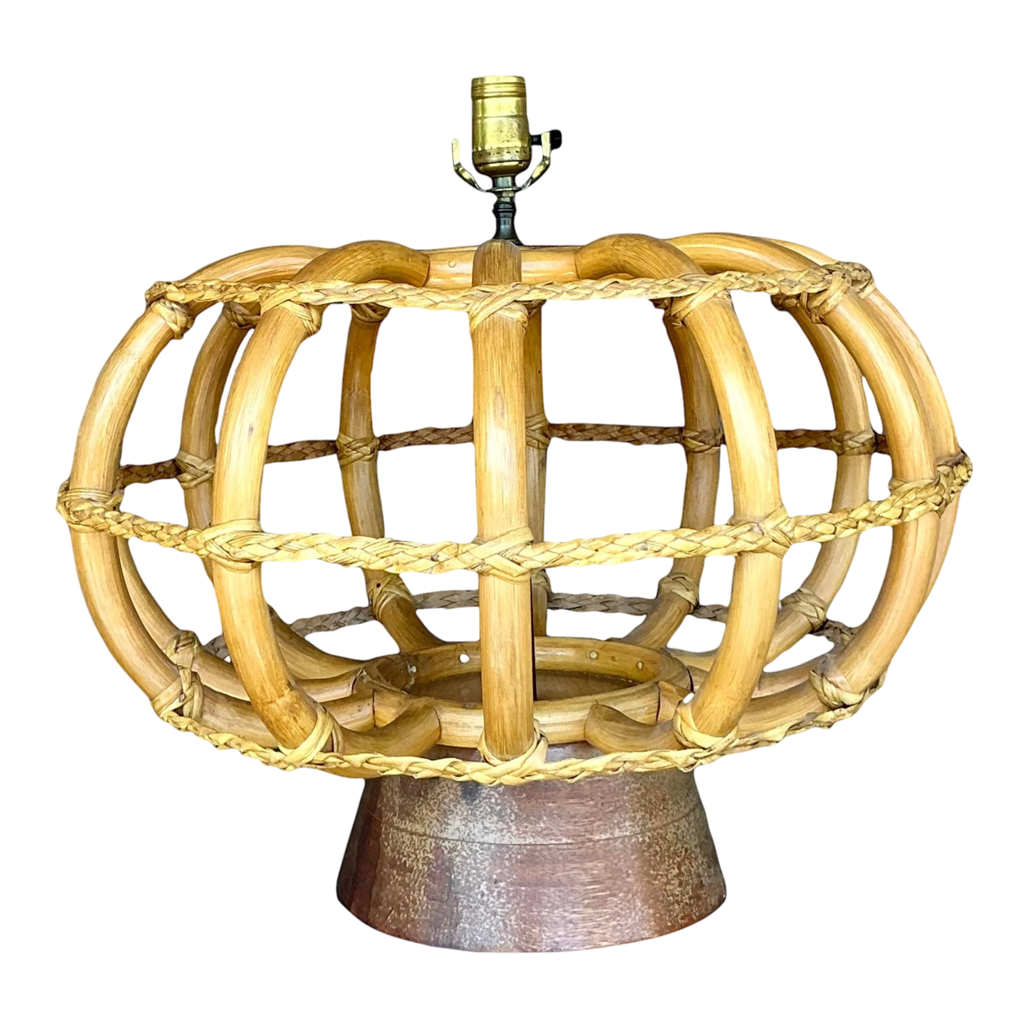 Vintage Coastal Bent Rattan Lamp