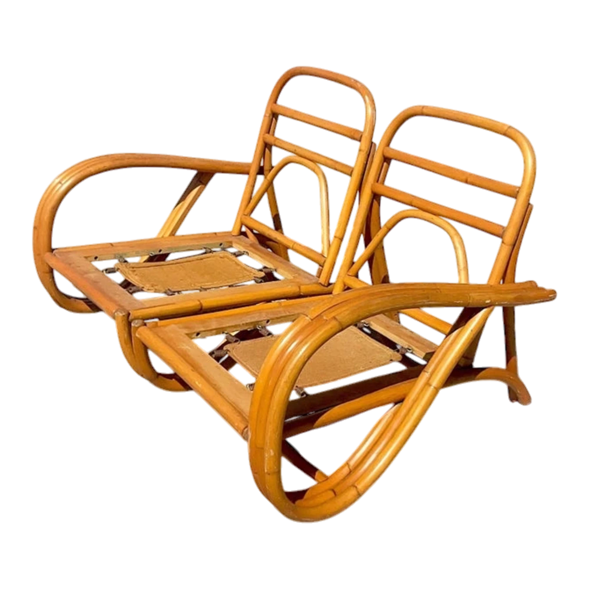 Vintage Coastal Bent Rattan Loop Loveseat