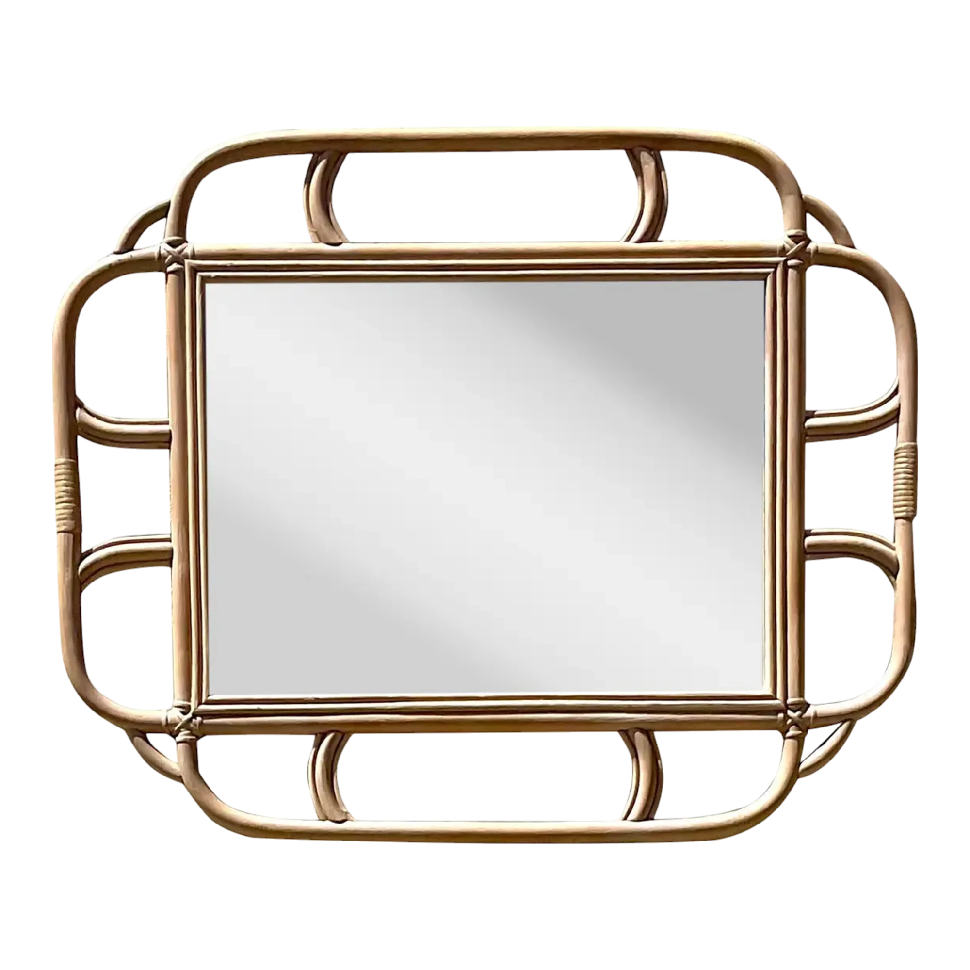 Vintage Coastal Bent Rattan Mirror