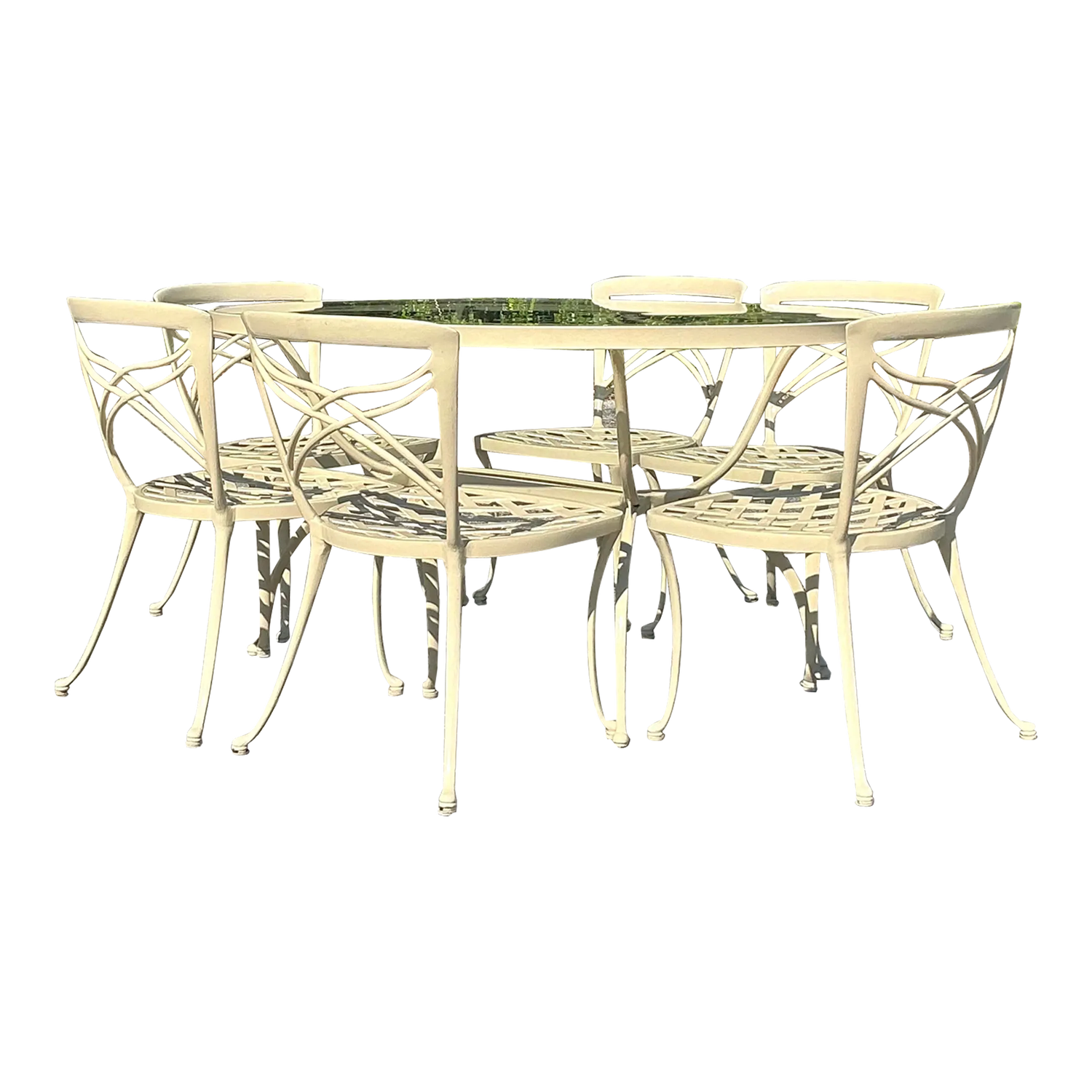 Vintage Coastal Brown Jordan Classic 2 Cast Aluminum Patio Dining Set