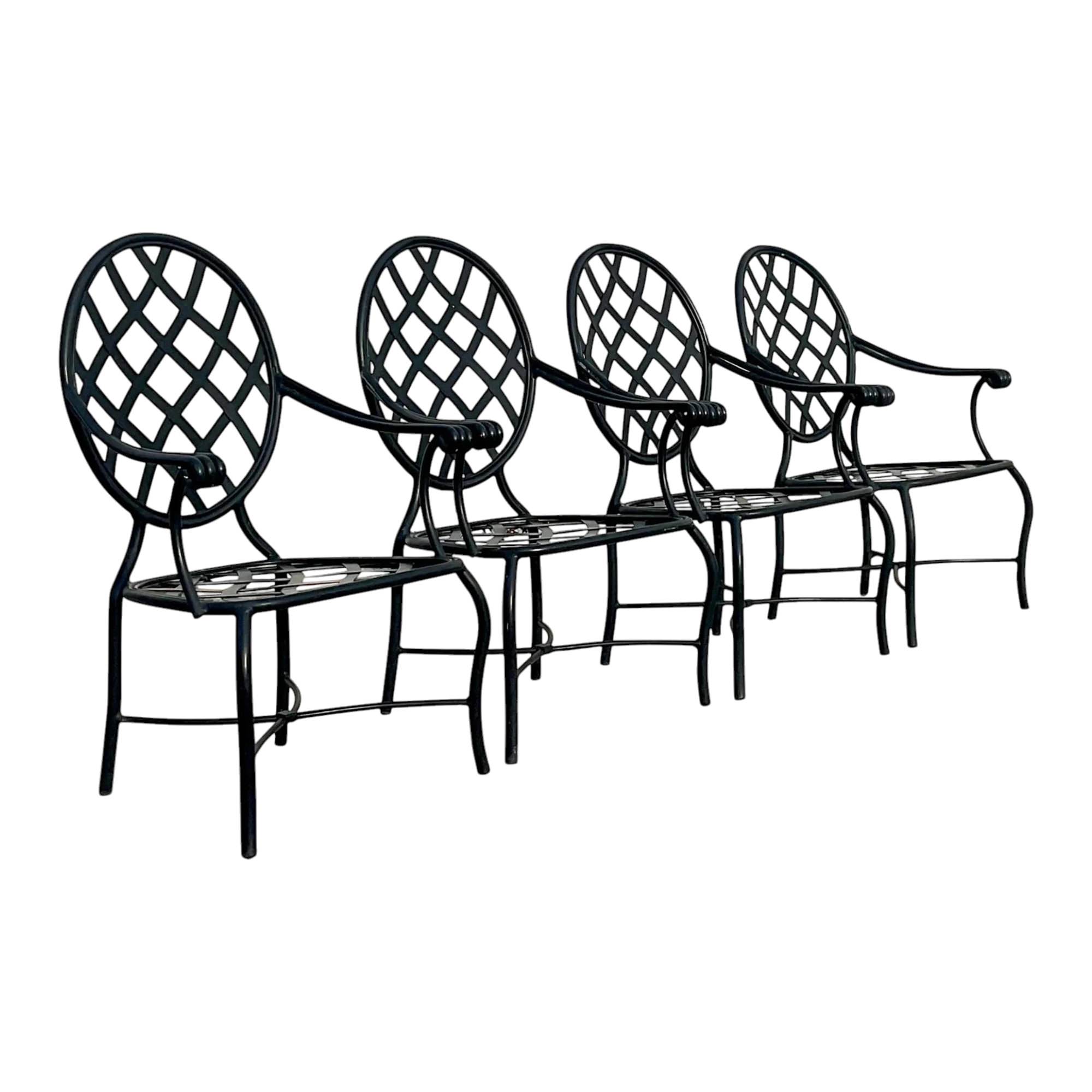 Vintage Coastal Brown Jordan “Grenada” Aluminum Dining Chairs - Set of 4