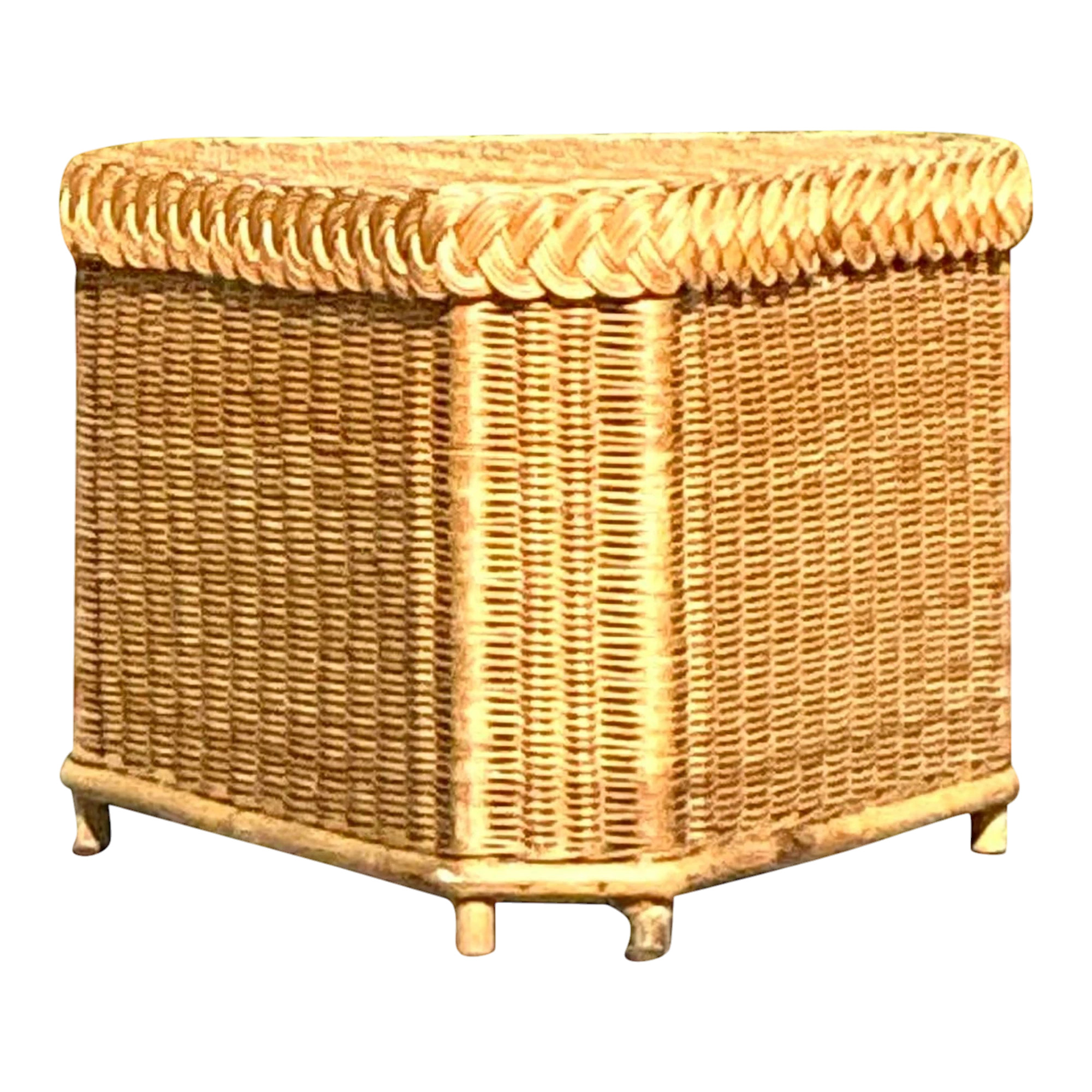 Vintage Coastal Brown Jordan Triangle Side Table