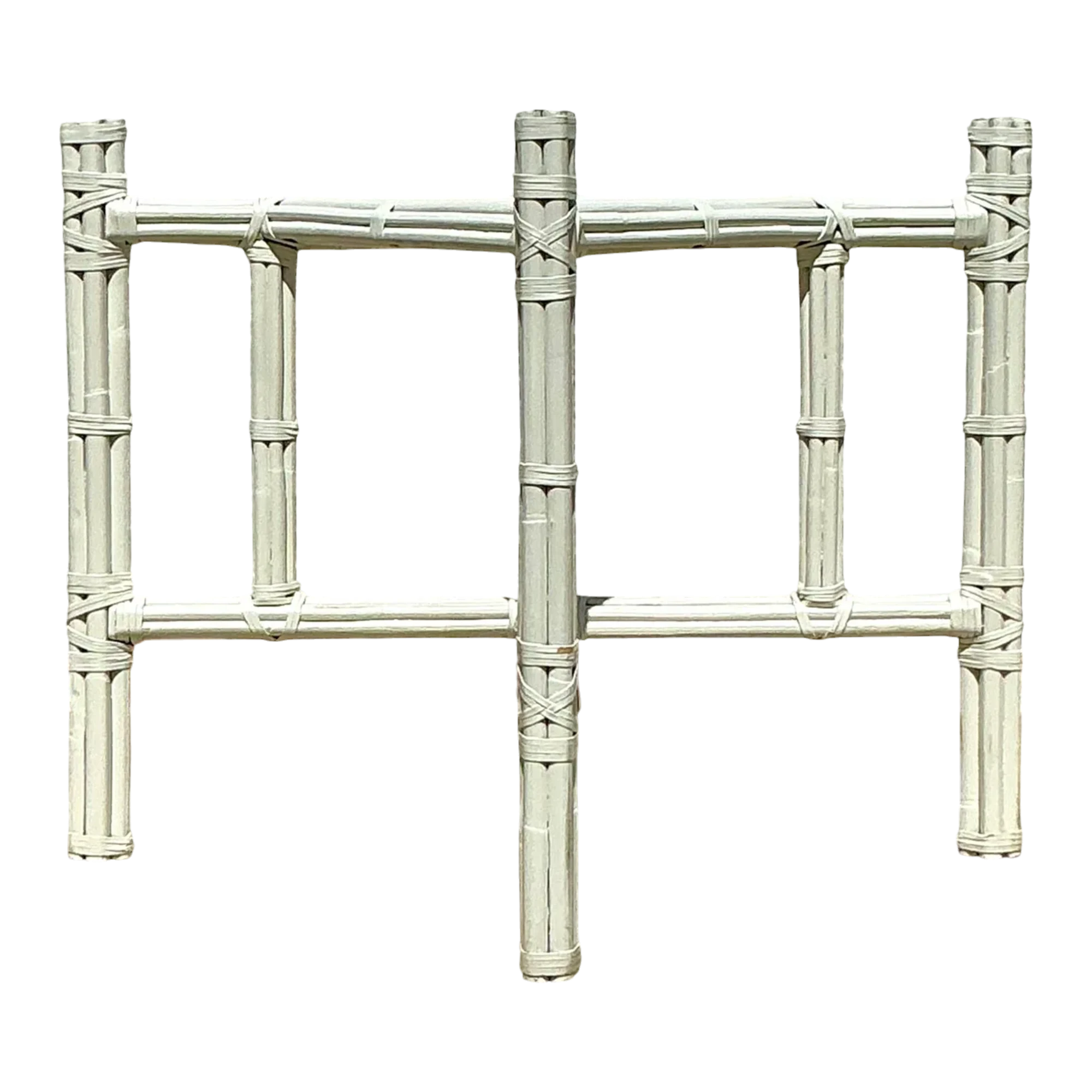 Vintage Coastal Bundled Rattan Dining Table Pedestal Base After McGuire