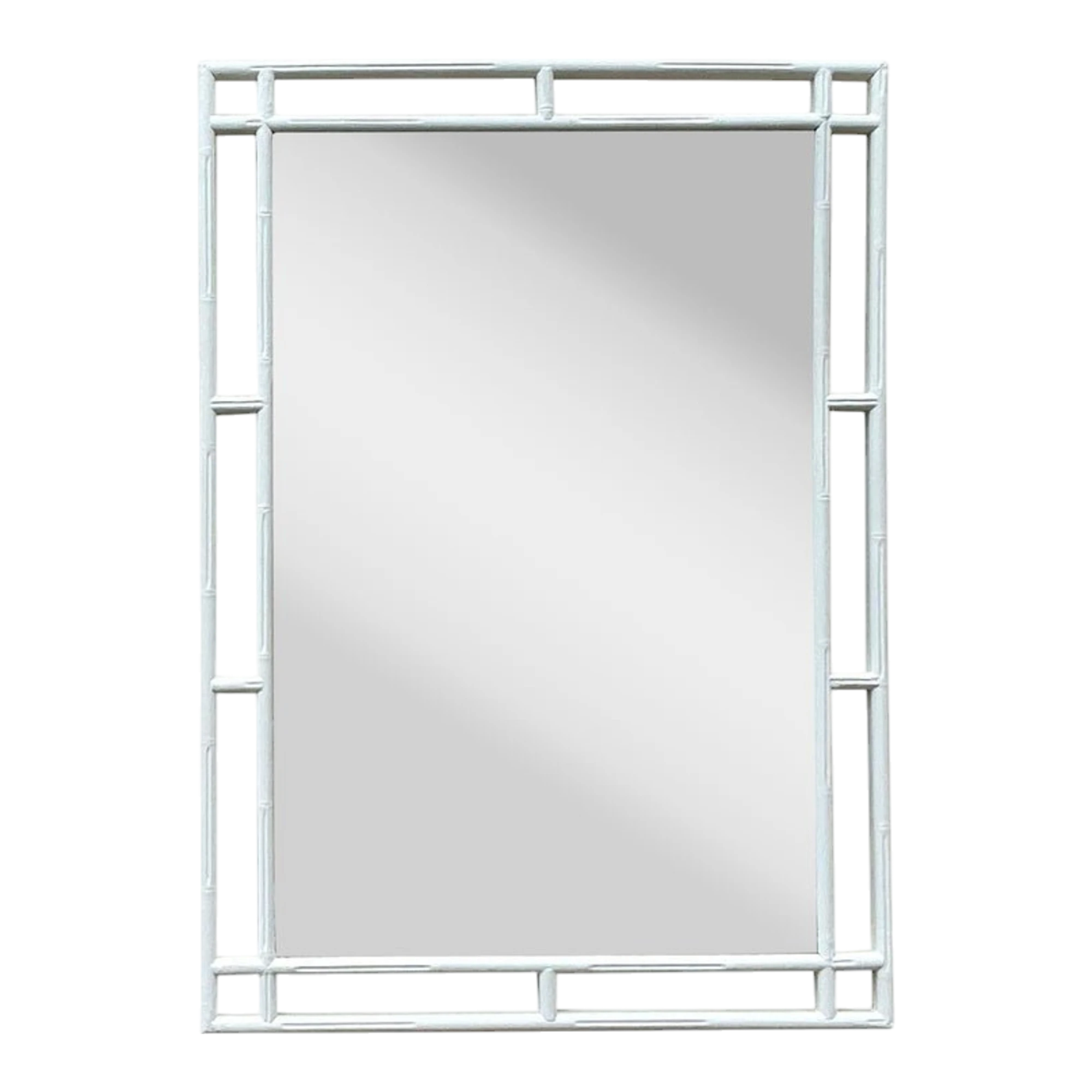 Vintage Coastal Carved Bamboo Mirror - Wood, 30W x 42H