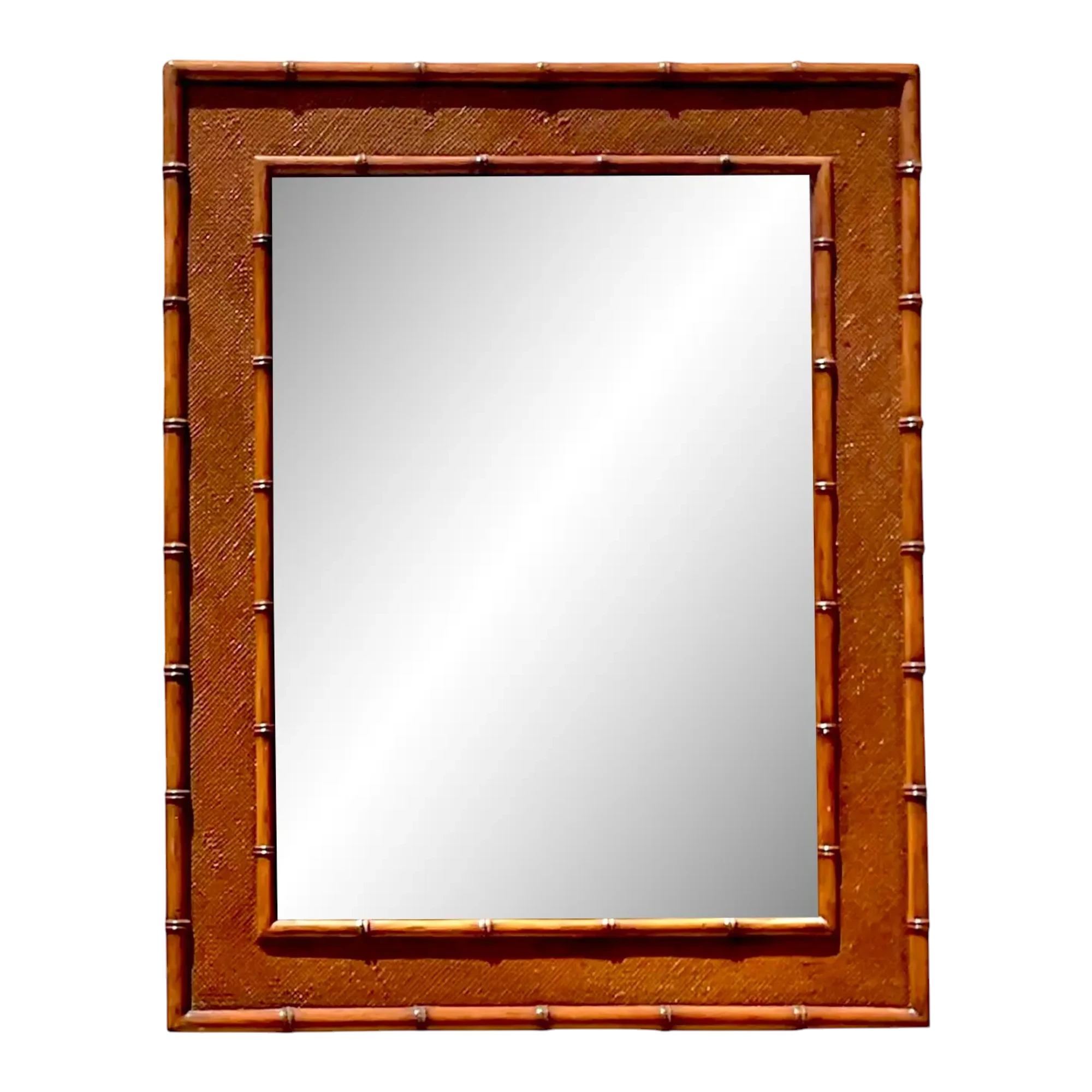 Vintage Coastal Carved Bamboo Wall Mirror