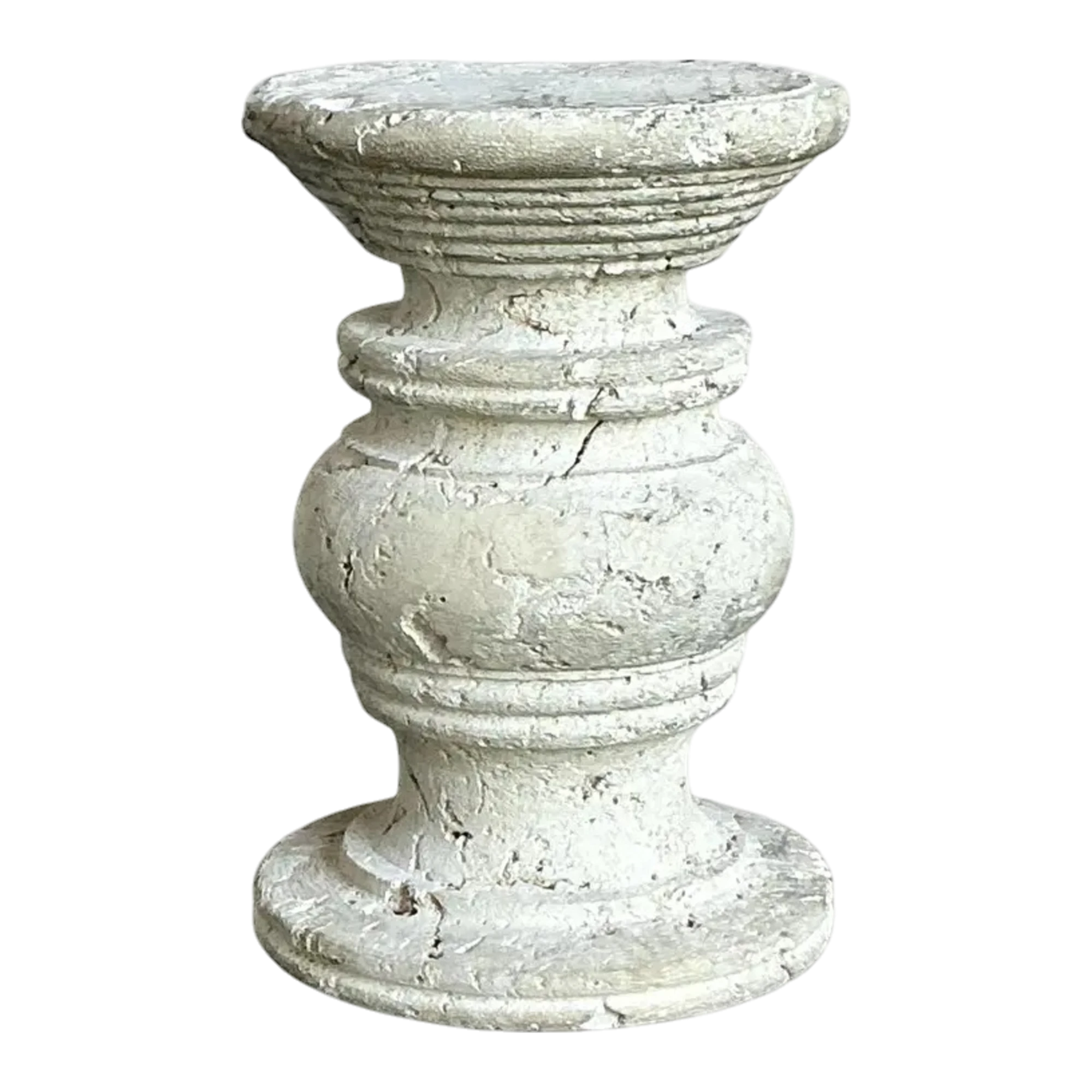 Vintage Coastal Carved Coquina Stone Table Pedestal