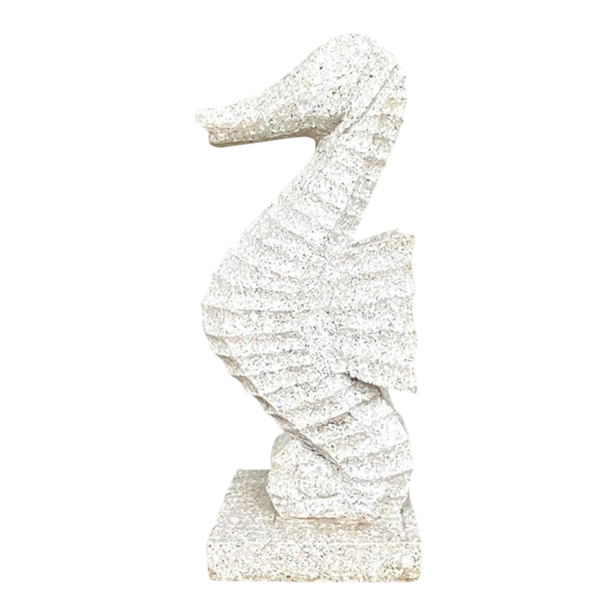 Vintage Coastal Carved Stone Seahorse Statue