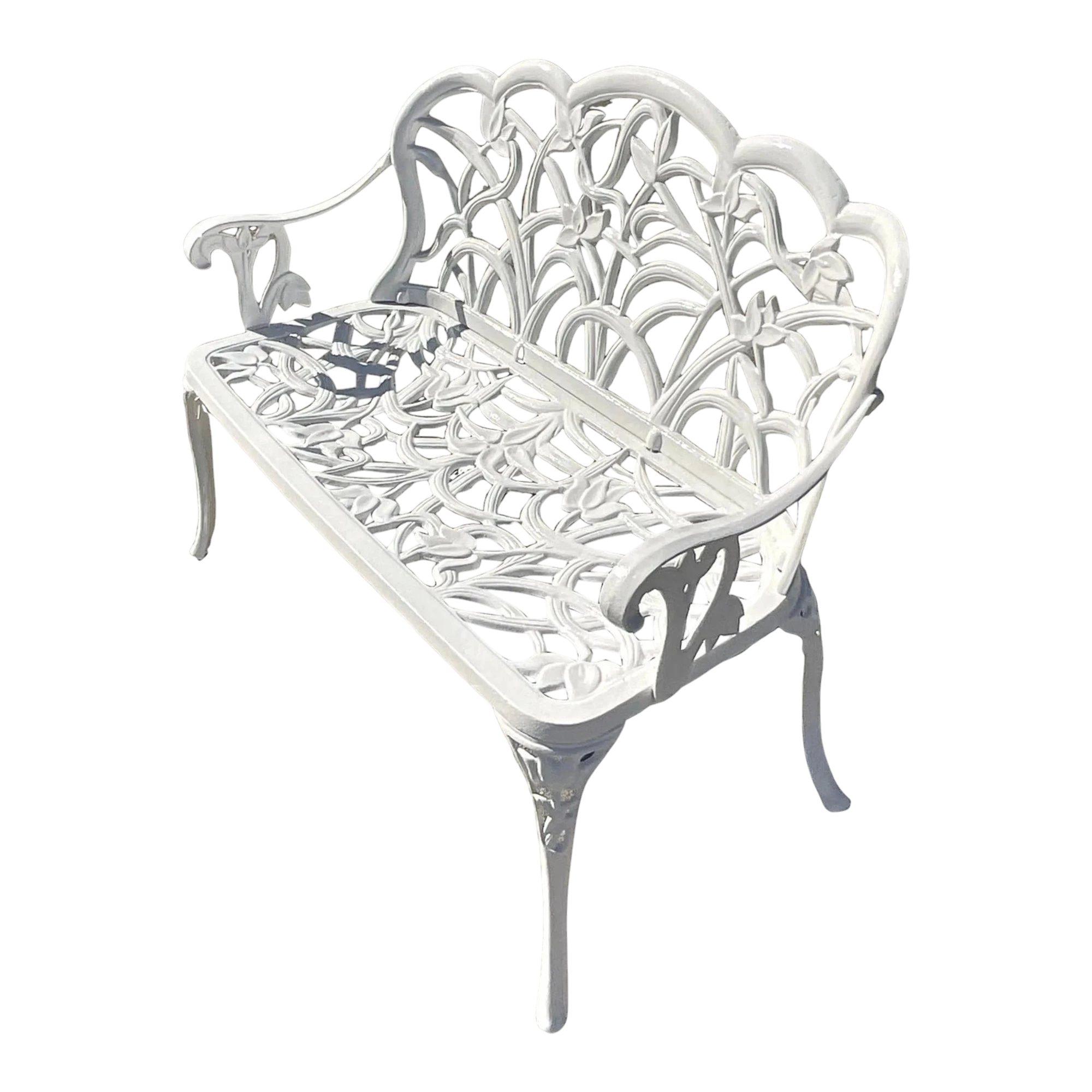 Vintage Coastal Cast Aluminum Settee