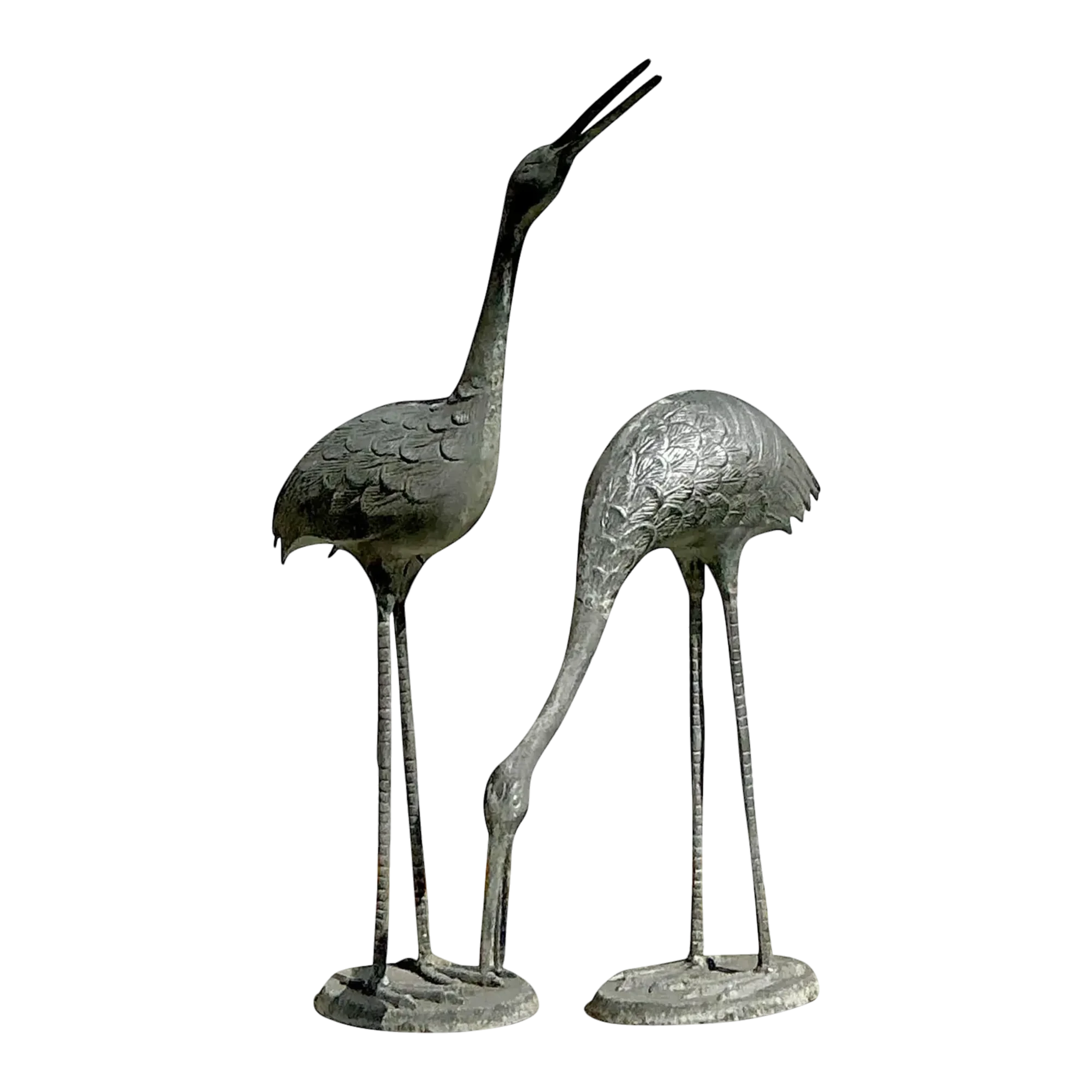 Vintage Coastal Cast Metal Cranes - Set of 2