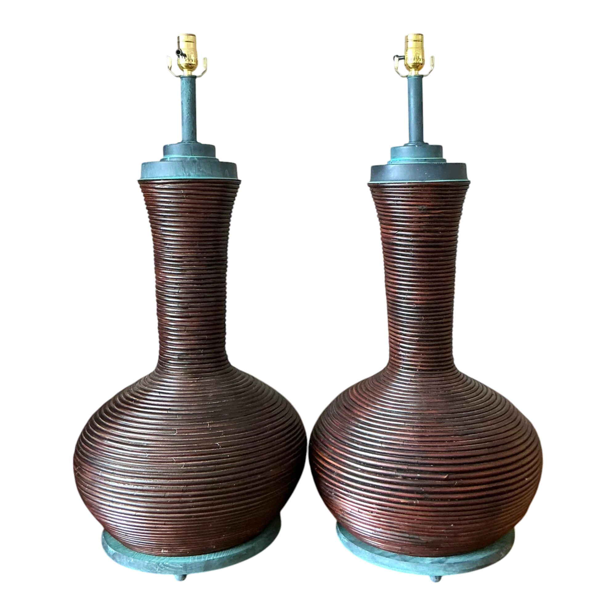 Vintage Coastal Coiled Pencil Reed - A Pair