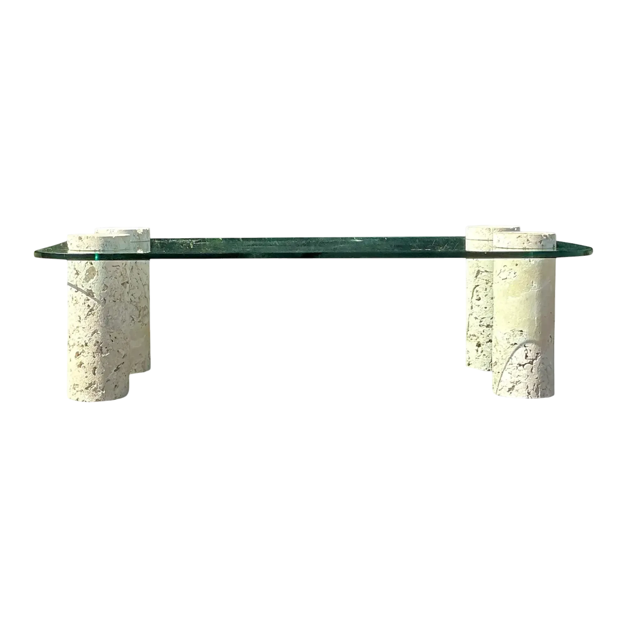 Vintage Coastal Coquina Cylinder Coffee Table