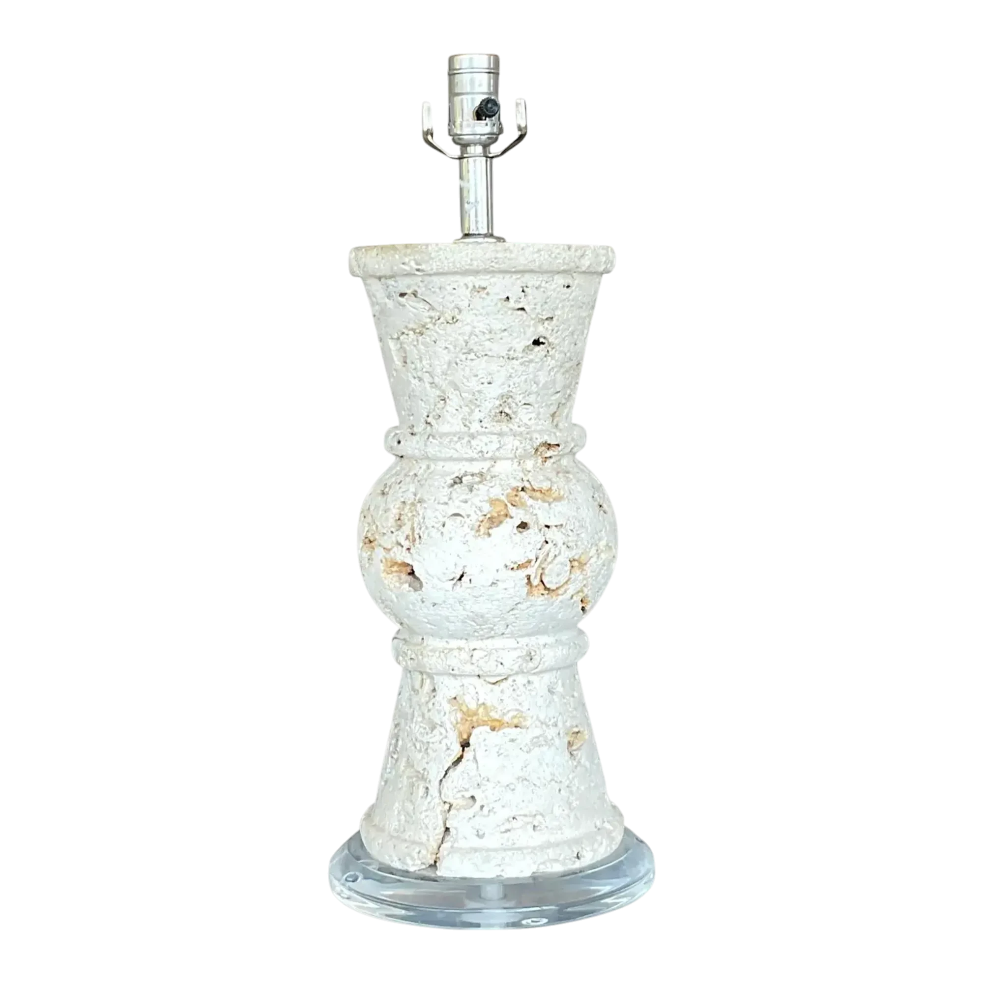 Vintage Coastal Cut Coquina Stone Table Lamp