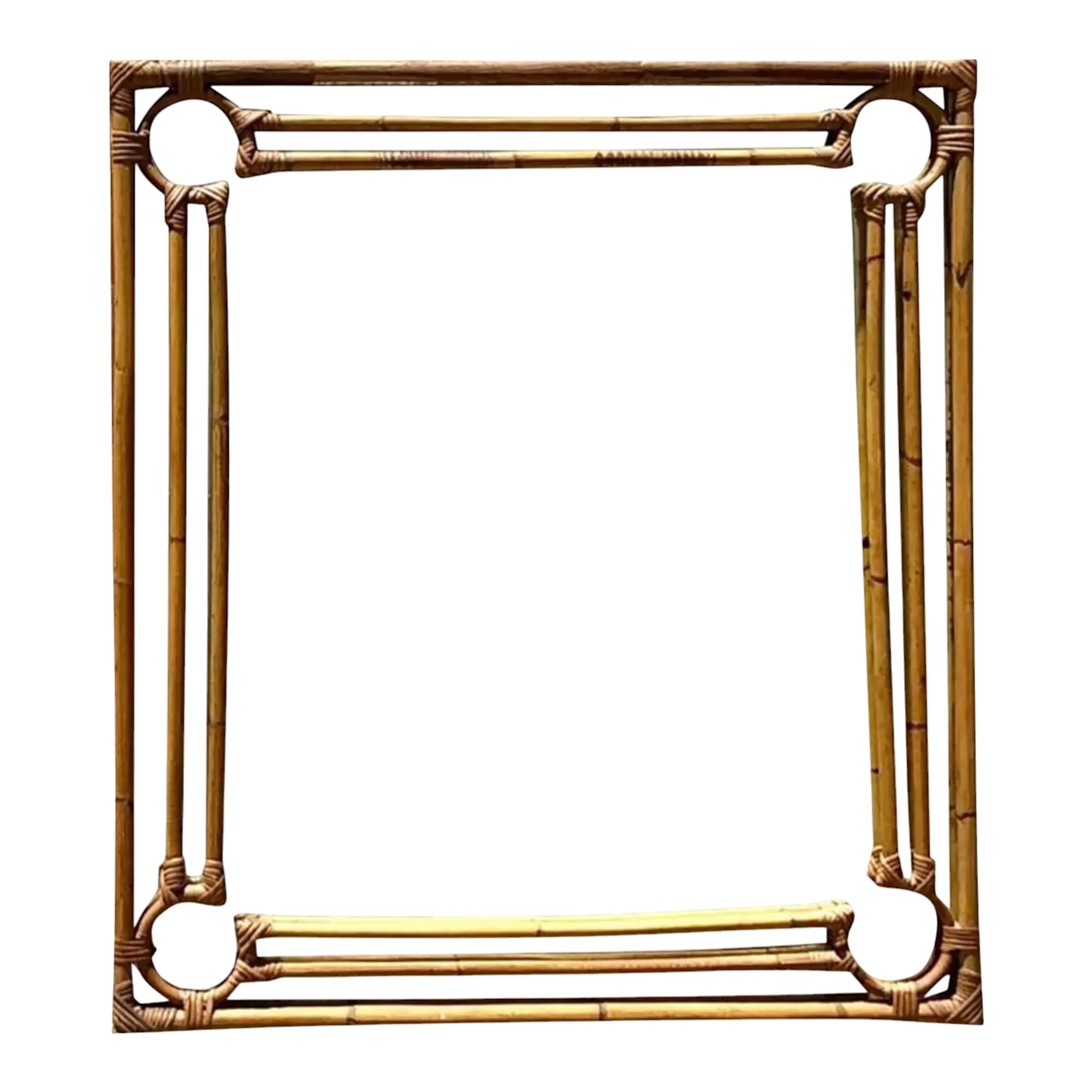 Vintage Coastal Four Corners Rattan Mirror