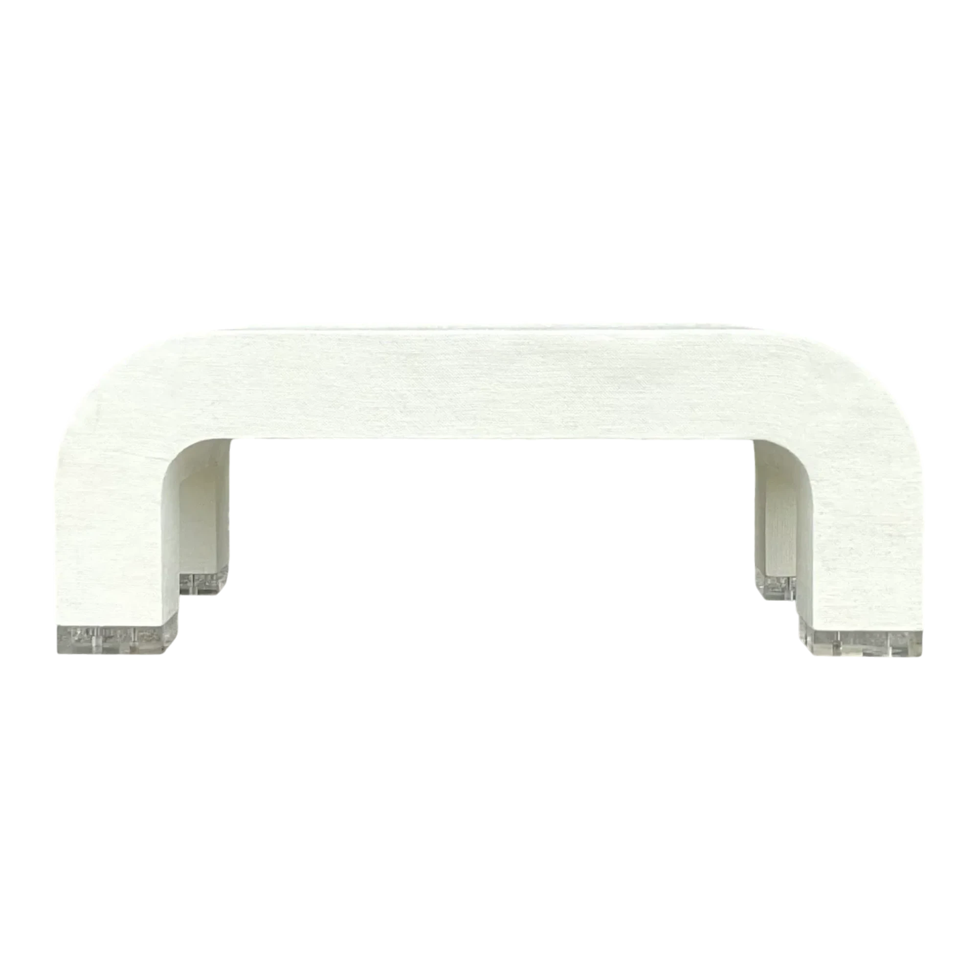Vintage Coastal Grasscloth and Lucite Waterfall Coffee Table