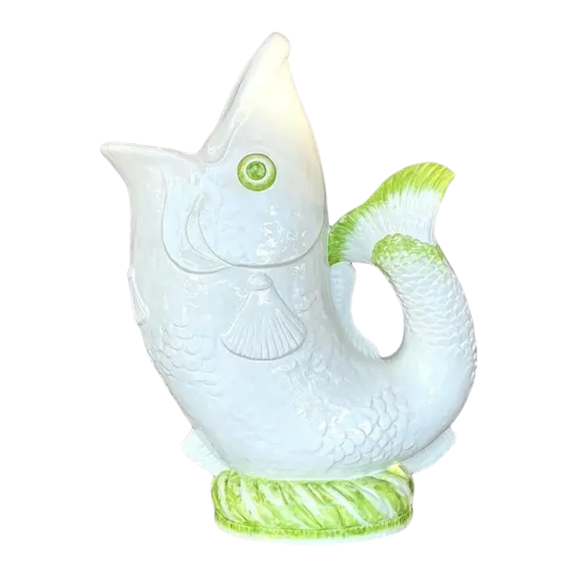 Vintage Coastal Italian Glazed Ceramic Fish Floor Vase
