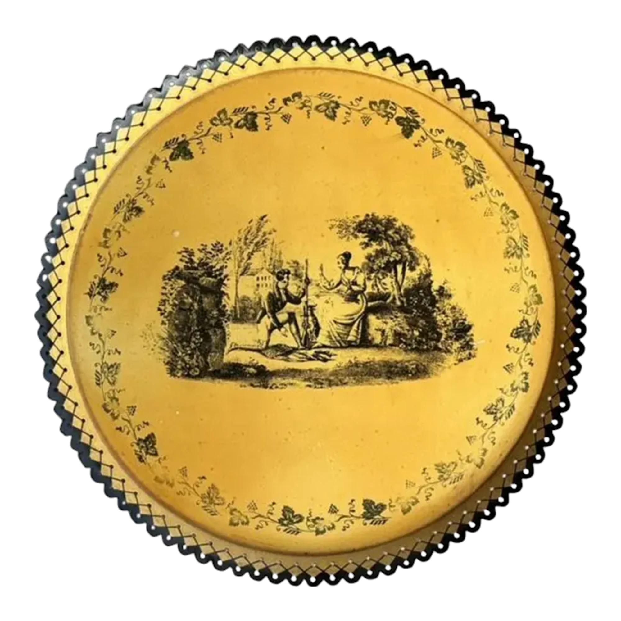 Vintage Coastal Italian Toile Painted Metal Tray