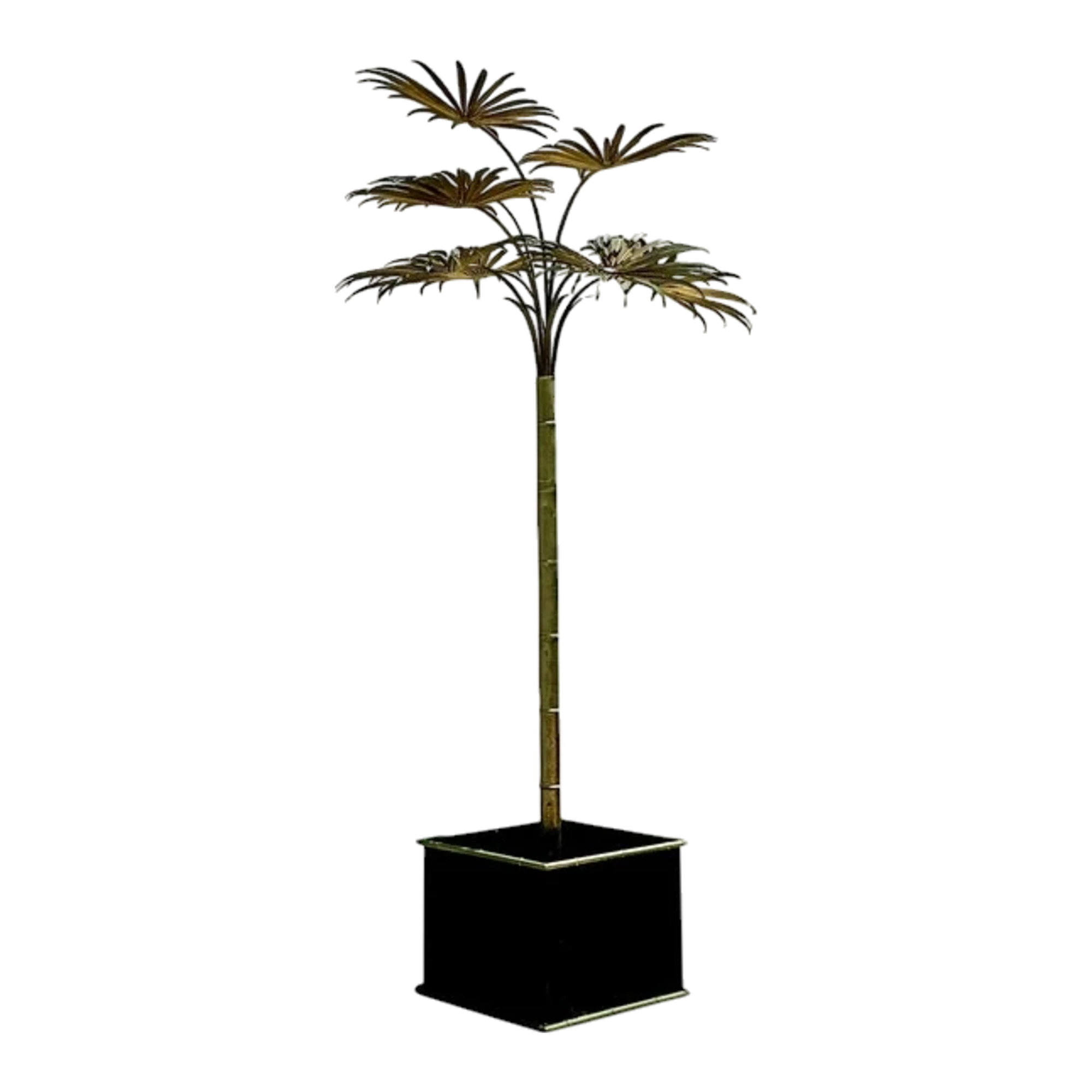 Vintage Coastal Italian Tole Metal Palm Tree