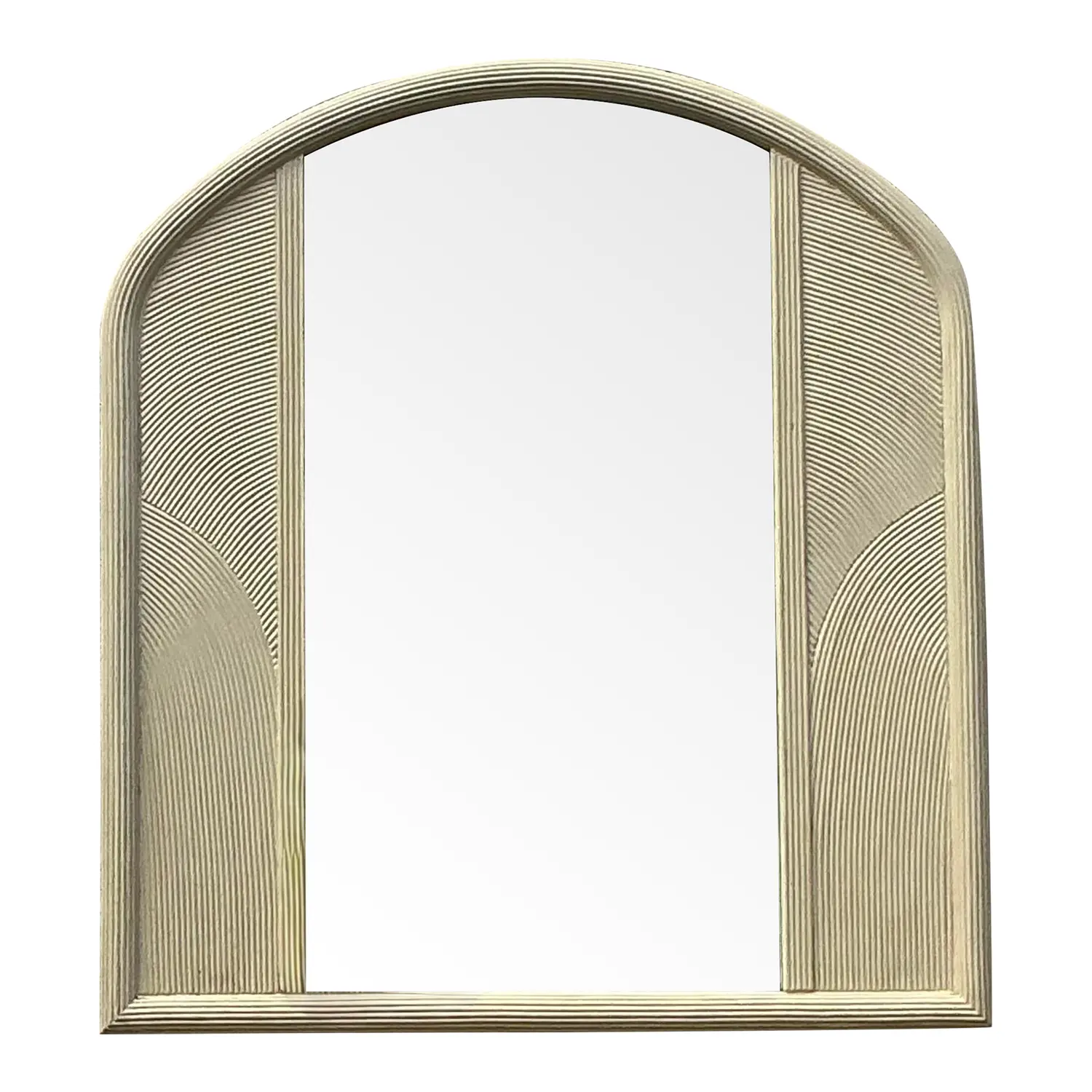 Vintage Coastal Lenoir Pencil Reed Arched Mirror