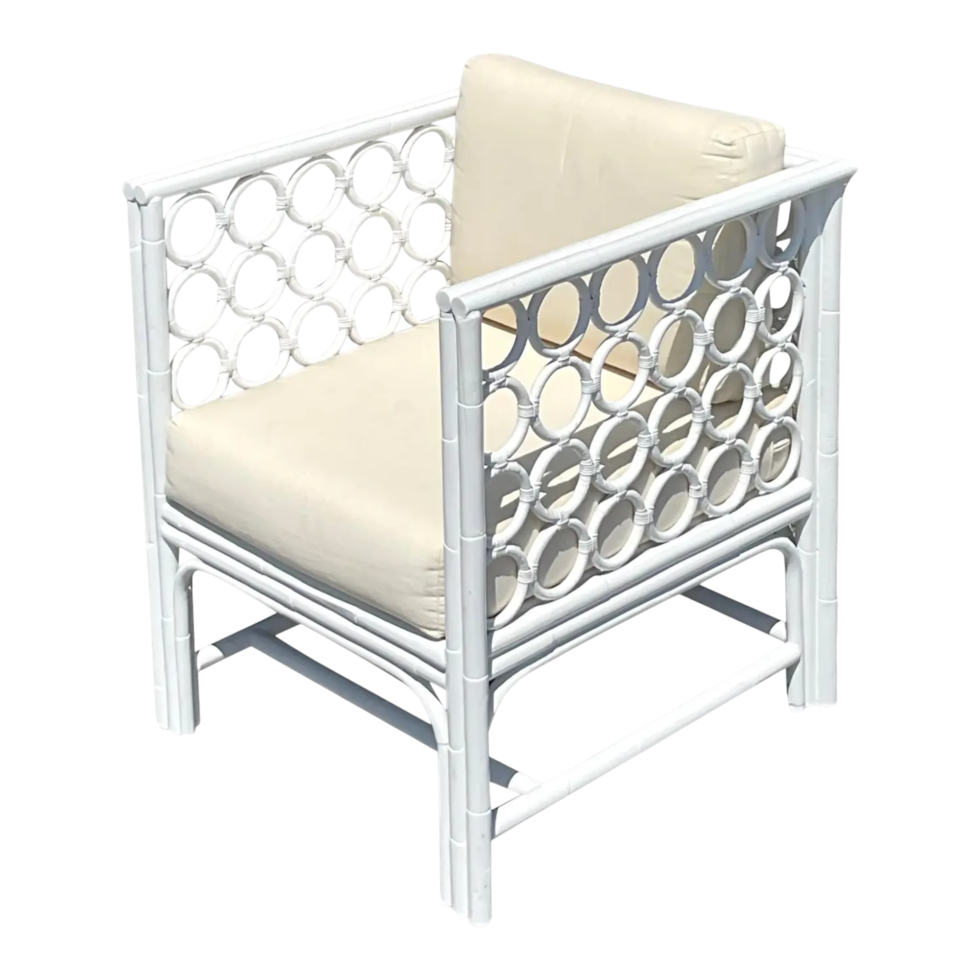 Vintage Coastal Loop Rattan Lounge Chair