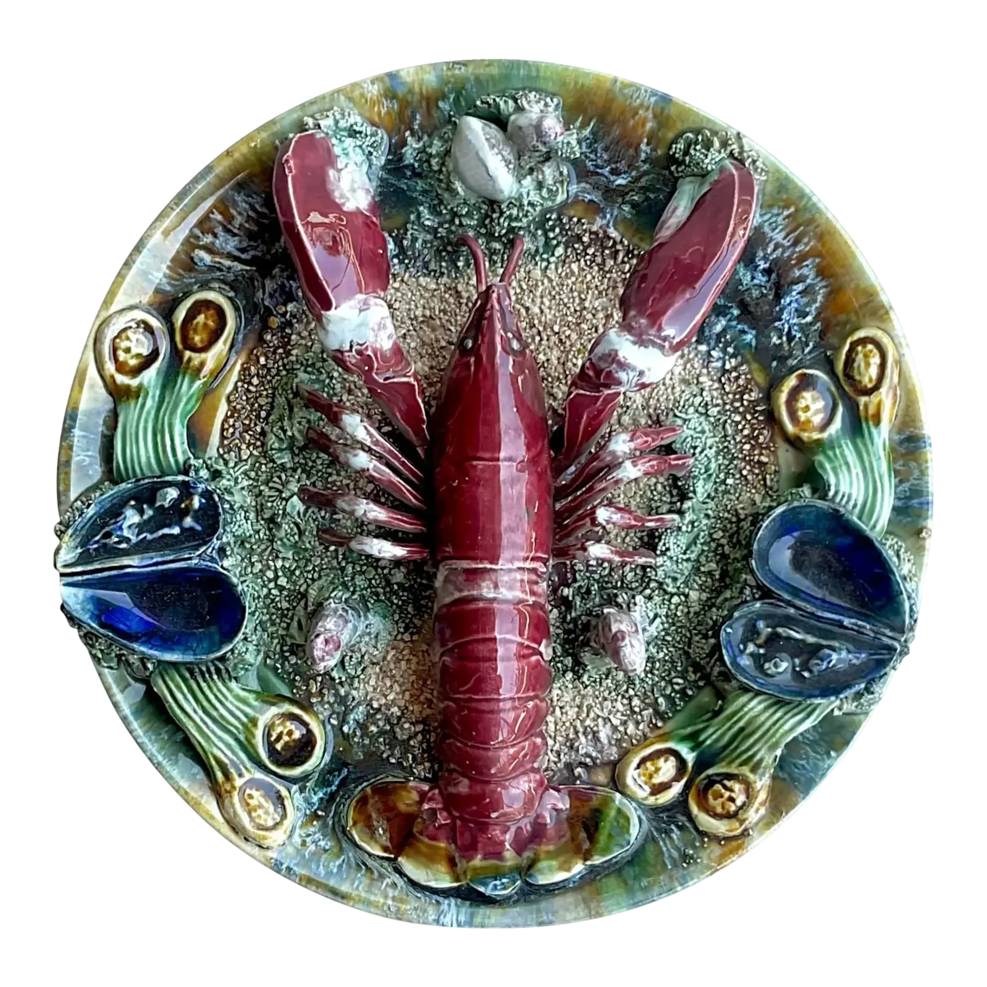 Vintage Coastal Majolica Lobster Plate