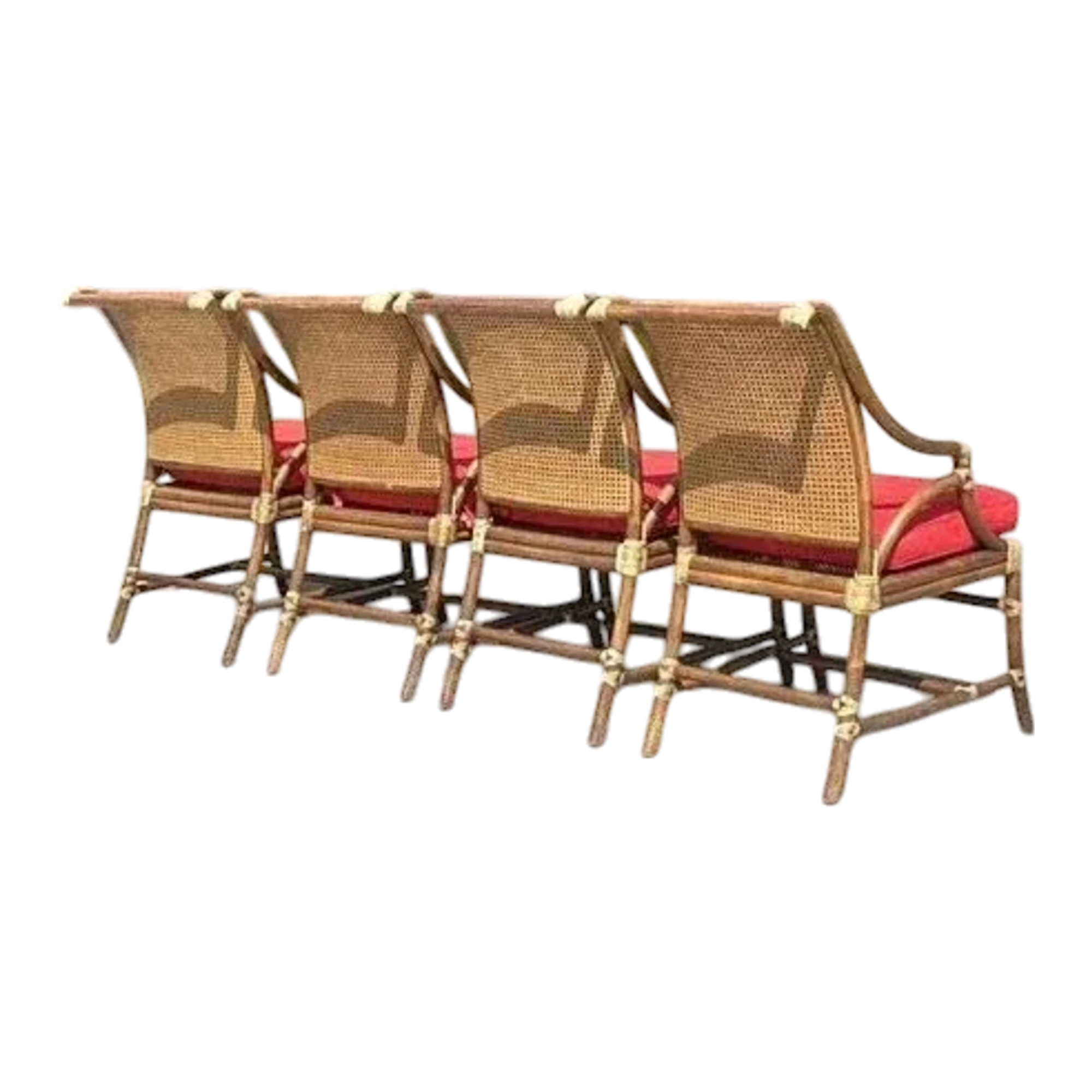 Vintage Coastal McGuire Rattan and Cane Dining Chairs - Set of 4