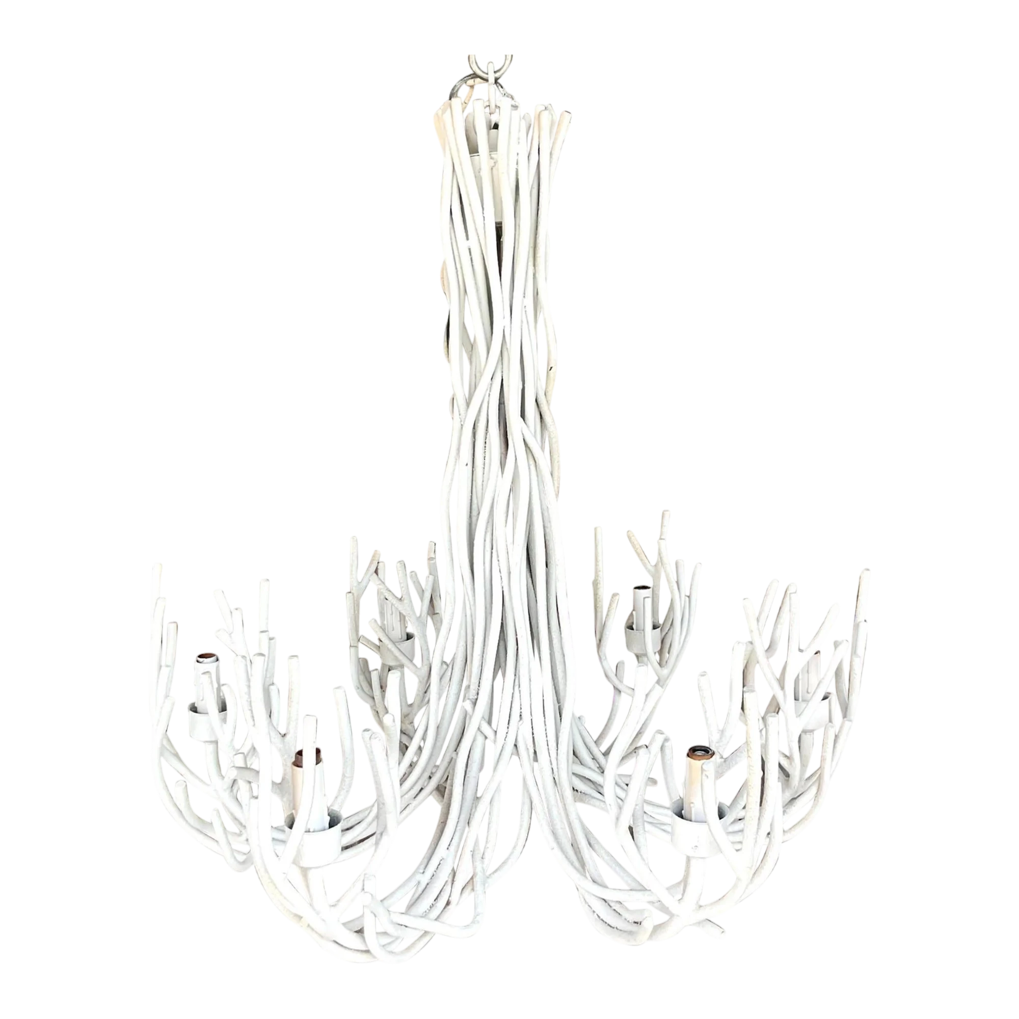 Vintage Coastal Metal Twig Chandelier