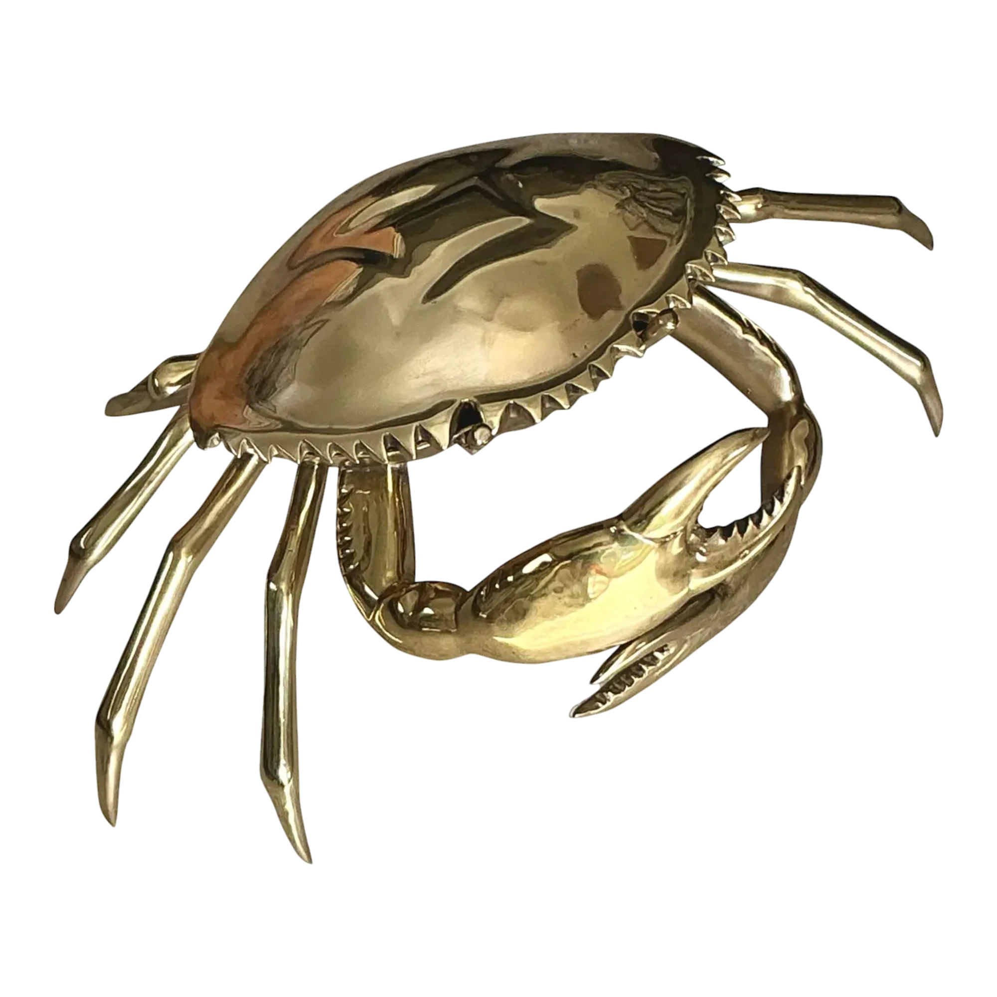 Vintage Coastal Monumental Polished Brass Crab